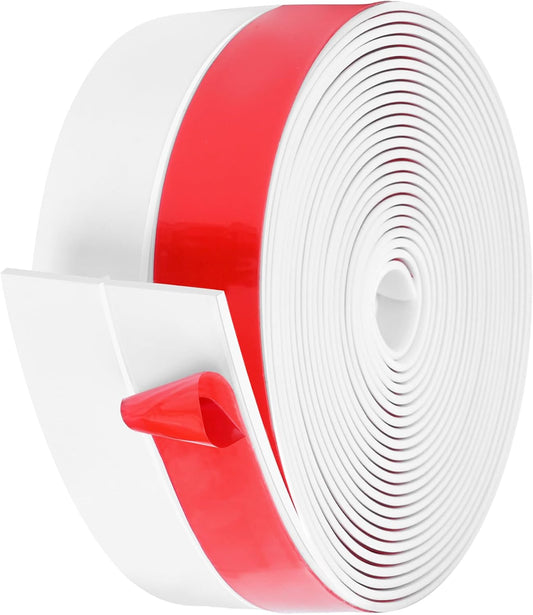 MYFAMIREA Door Weather Stripping 2IN (W) x 20FT (L) Door Draft Stopper Seal Tape Silicone Seal Strip Self Adhesive Shower Sweep Insulation Tape Side Bottom Strip for Sliding Glass Window Gap, White
