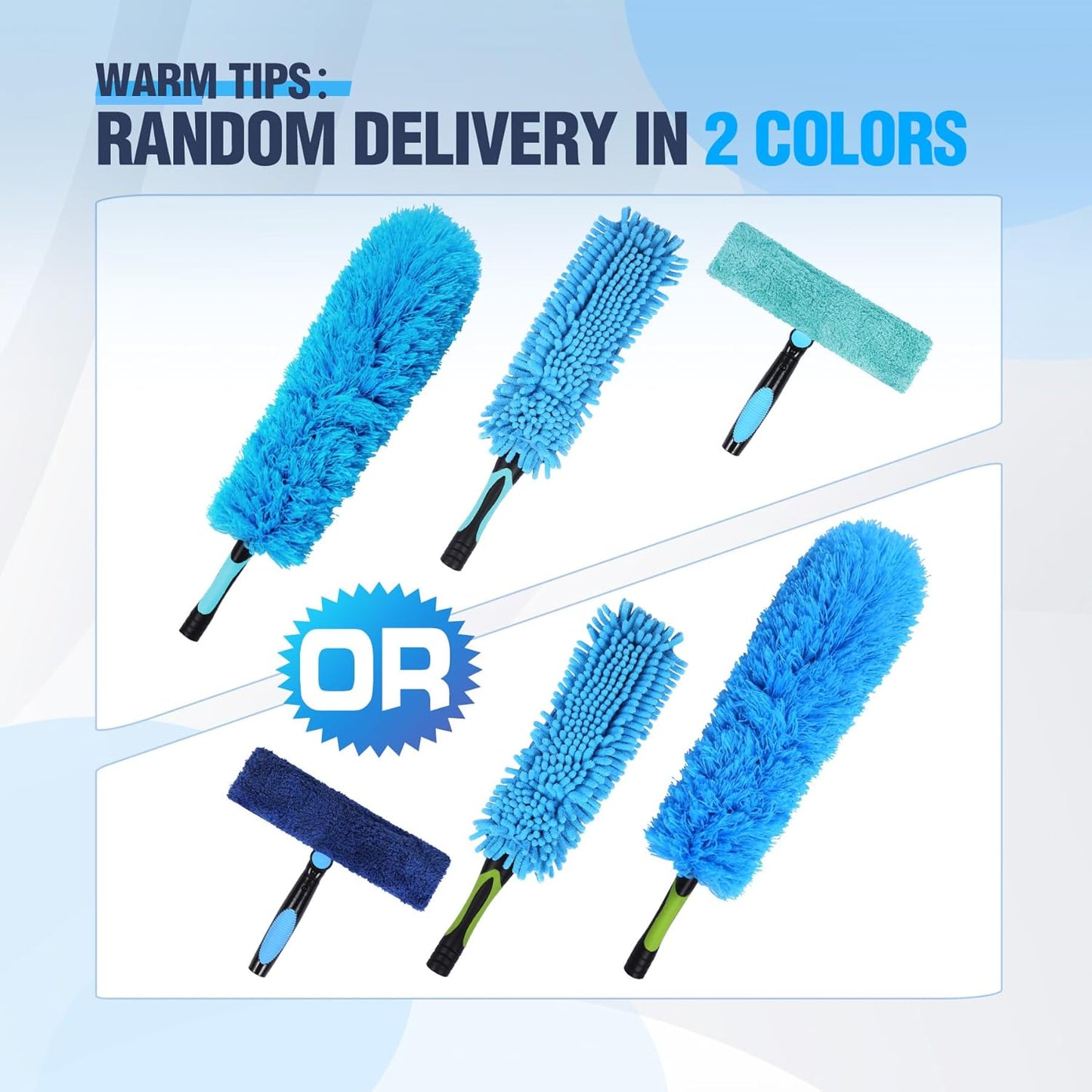 Lineslife Cobweb Duster,Washable Cleaning Duster Kit with Flexible Microfiber Duster Head, 1 * 2-in-1 Window Squeegee, and 1* Ceiling Fan Duster for Home Office Cleaning High Ceilings,Furniture,Roof