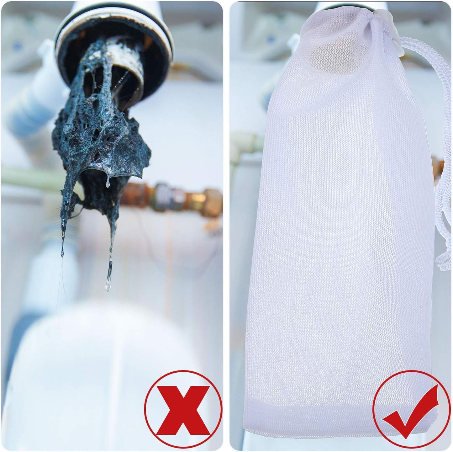 Lint Traps Catcher for Washing Machine Nylon Mesh Lint Traps for Home Laundry Washing Machine Drain Systems Discharge Hoses Filter, 9.4 x 3.1 Inch (24 Pieces)