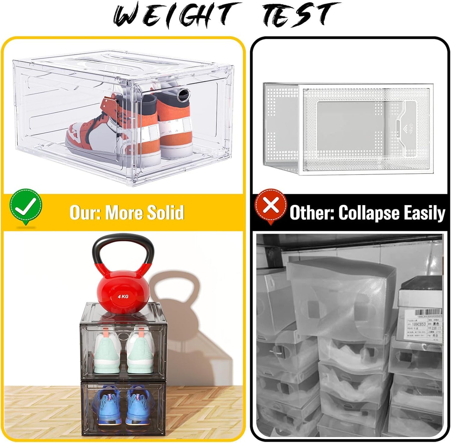 9 Pack Shoe Organizer, Upgrade Harder Solid Plastic Shoe Storage, Shoe Boxes Clear Plastic Stackable, Sneaker Storage, Shoe Organizer for Closet, Shoe Display Case, Black