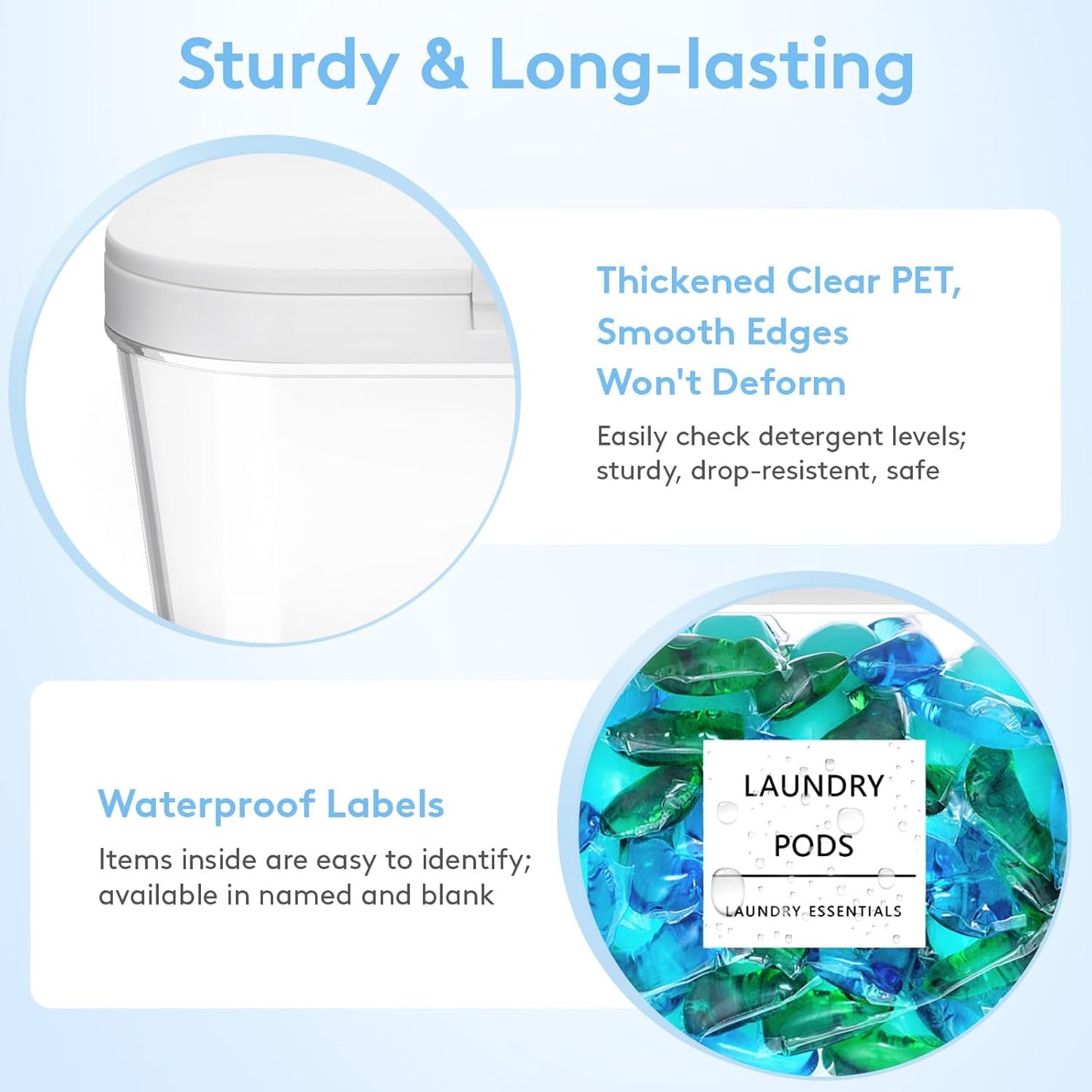 Lifewit 4+1 Laundry Pods Container & Dryer Sheet Holder, Large Powder Detergent Dispenser Storage Jars, Laundry Room Containers for Scent Booster Beads with Pop up Lids, Labels and Scoop