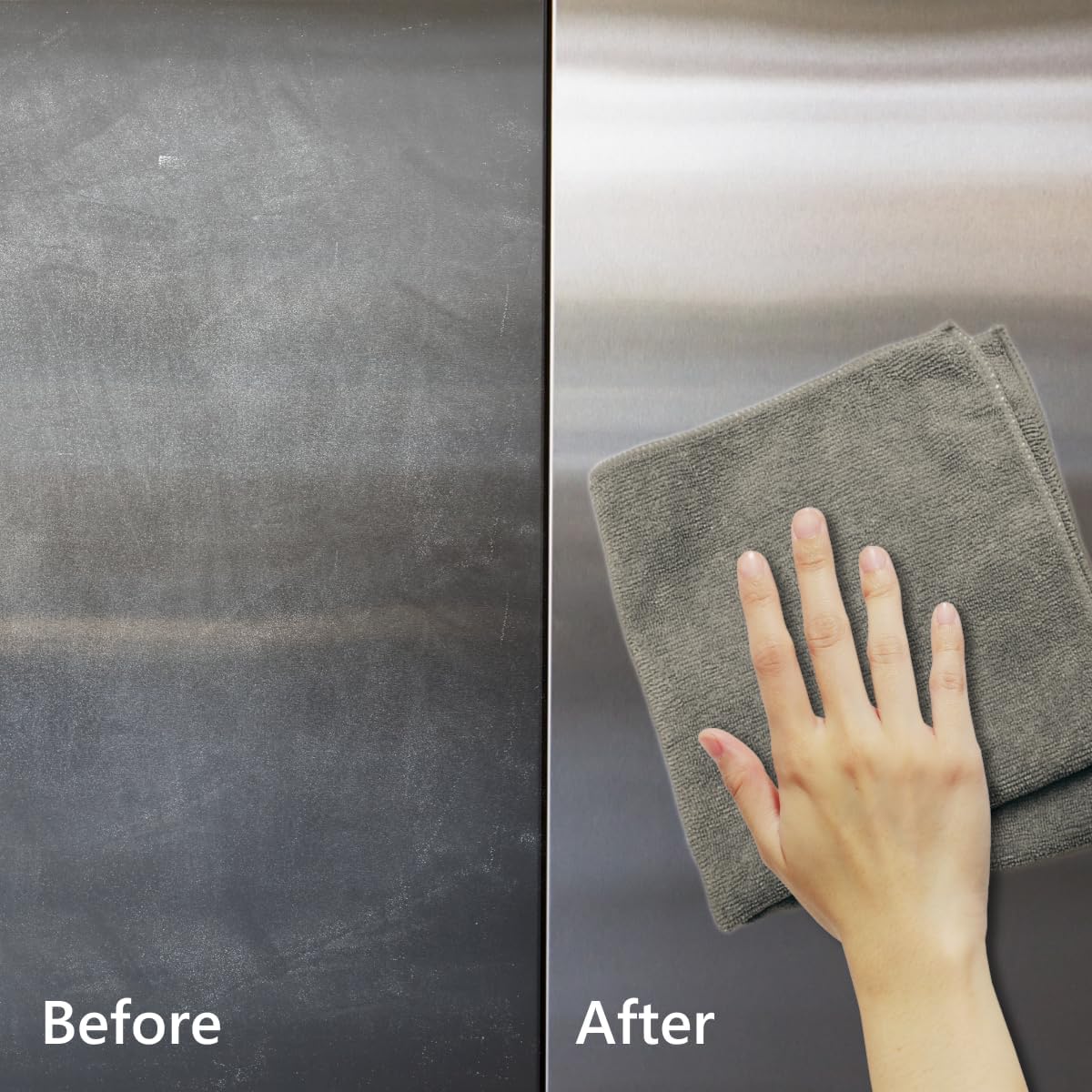 MORE - Stainless Steel Cleaner & Polish Spray + Microfiber Cloth - Stainless Steel Cleaner for Appliances, Sink, Fridge & Grill - Water-Based Streak-Free Formula - Lavender Essential Oil Scent 16 oz