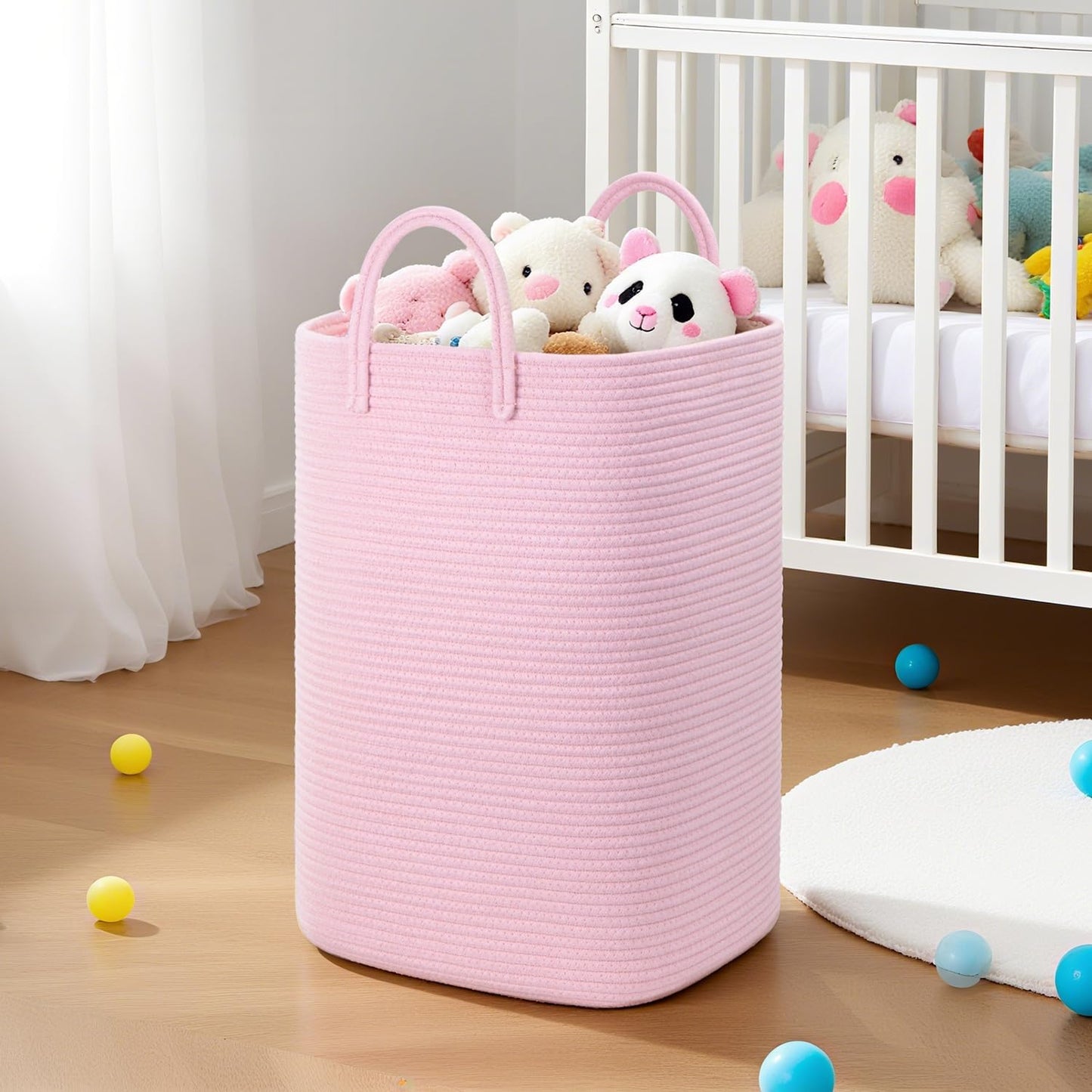 Laundry Basket,Woven Cotton Rope Laundry Hamper,40L Versatile Storage for Dirty Clothes,Baby Toys,and Blankets in Bathroom, Nursery,and Living Room
