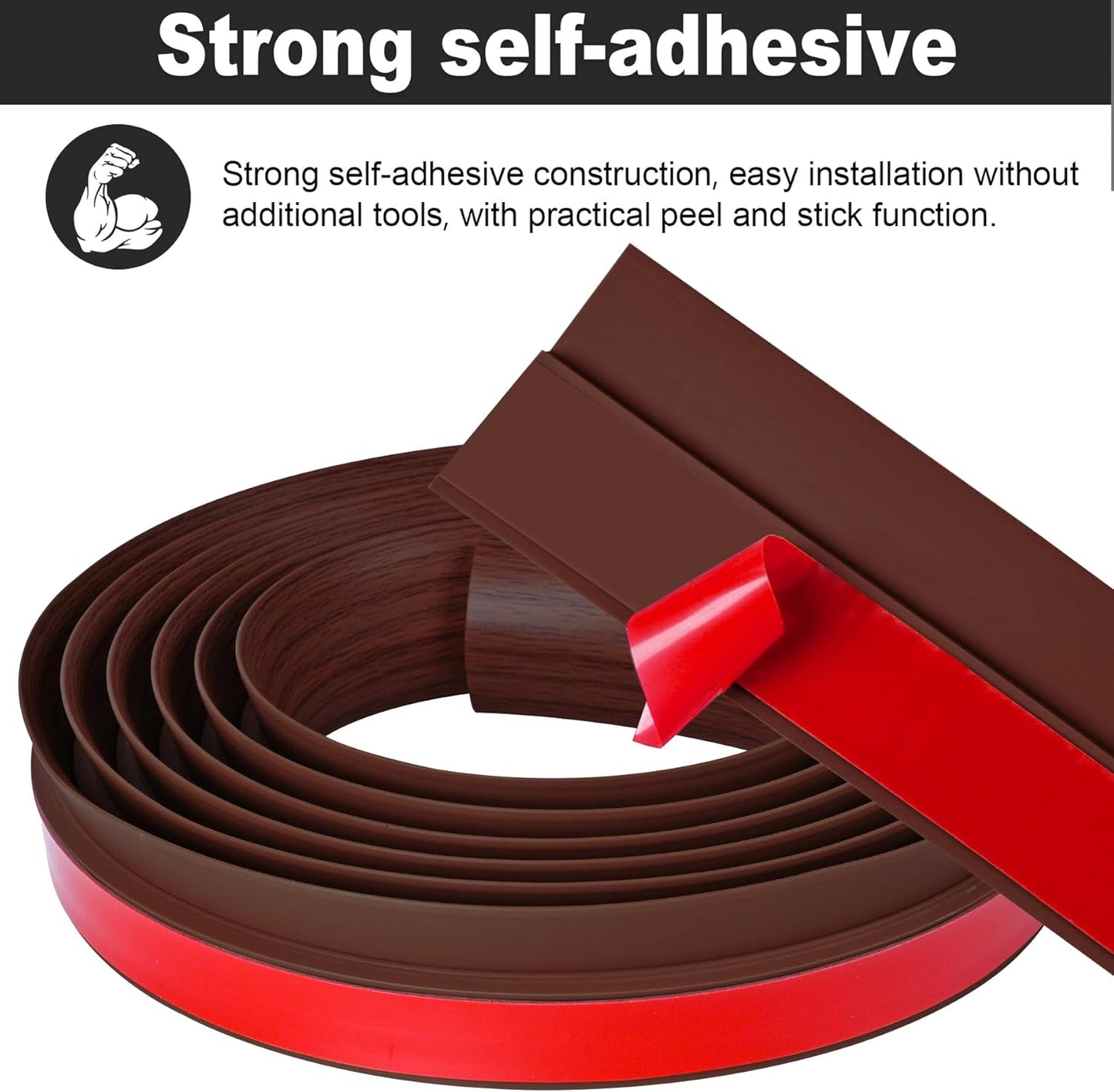 10Ft Carpet Floor Transition Strip, Self Adhesive Floor Edging Trim Strip for Doorway, PVC Floor Divider Threshold Cover Suitable for Threshold Height Less Than 5 mm - Red Wine