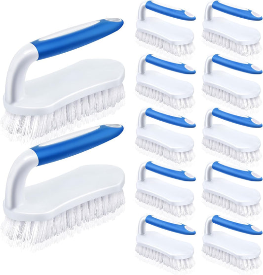 Lallisa 12 Pcs Scrub Brush for Cleaning with Handle Comfortable to Grip Heavy-Duty Flexible Stiff Bristles Scrubber Brushes Bulk for Shower Bathroom Carpet Kitchen Floor Tiles (Blue)