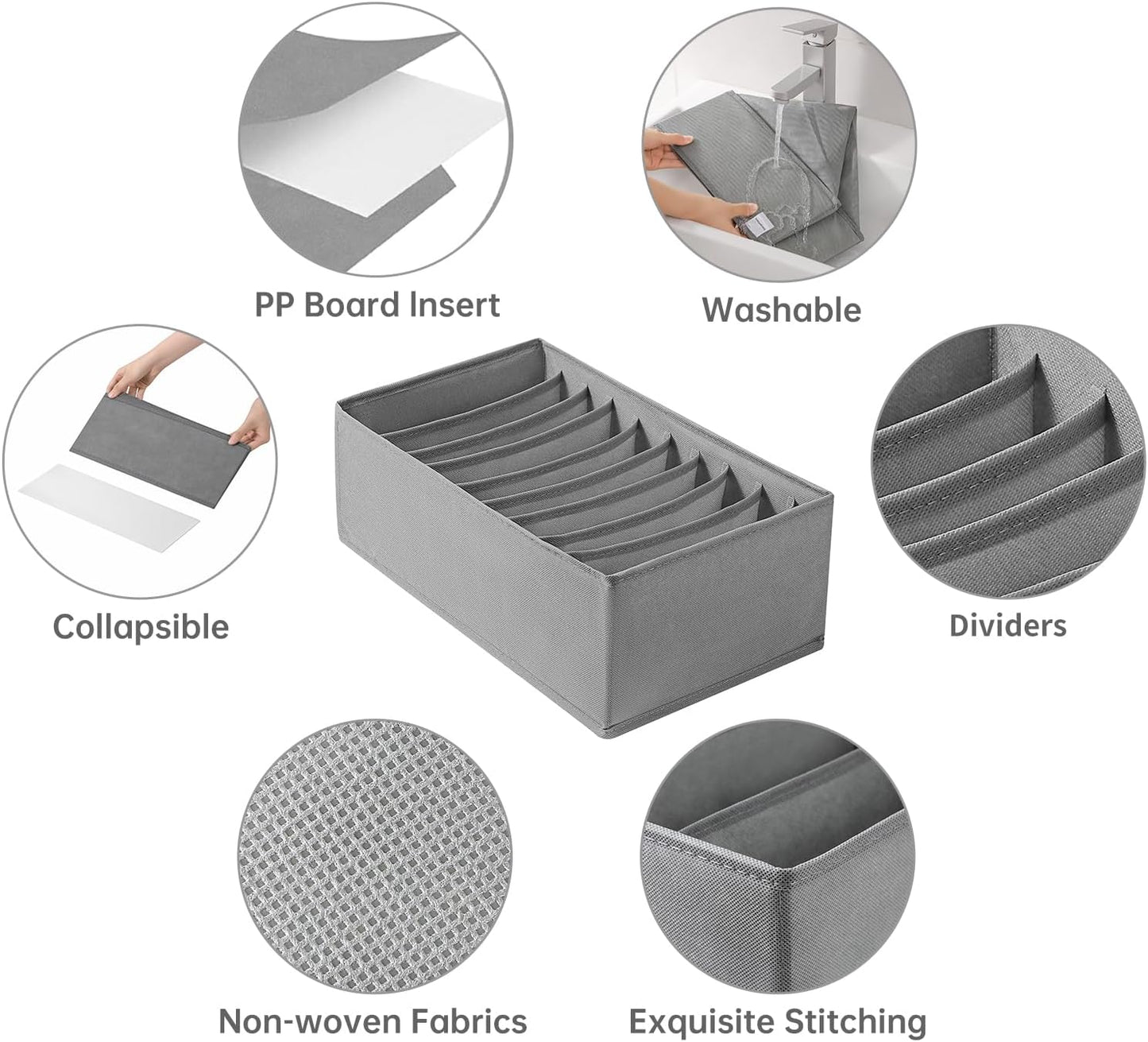 4 Packs T-shirt Drawer Organizers for Clothing,10 Grids Compartment Wardrobe Storage Box, Clothes Organizer for Folded Clothes, T-shirt, Legging-15.75''x9.06''x5.91''