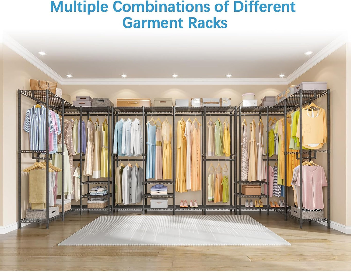 VIPEK V40 Wire Garment Rack Heavy Duty Clothes Rack for Hanging Clothes, Multi-Functional Bedroom Clothing Rack Freestanding Closet Wardrobe Rack, Max Load 1110lbs, Black