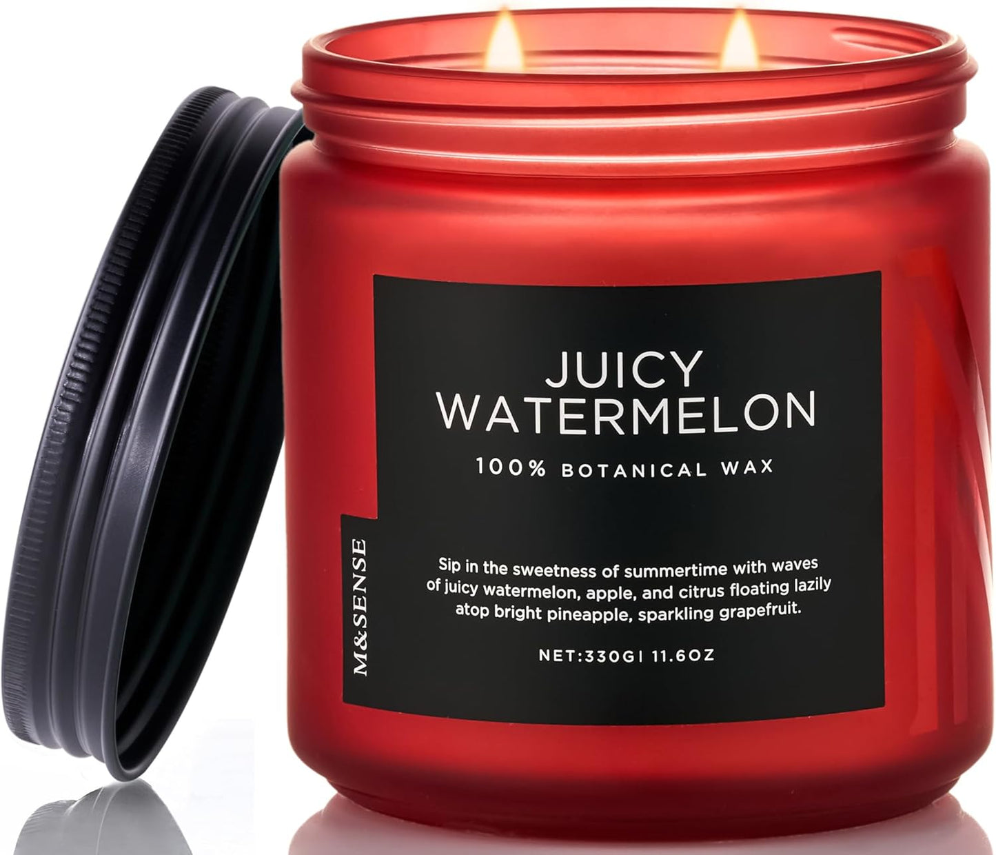 M&SENSE Juicy Watermelon Scented Candle - 11.6oz Clean Non Toxic Natural Soy Wax 70-Hour Burn Long Lasting Candle, 2-Wick Fruit Scent for Home Decor & Housewarming Gifts - Fragrance for Women & Men