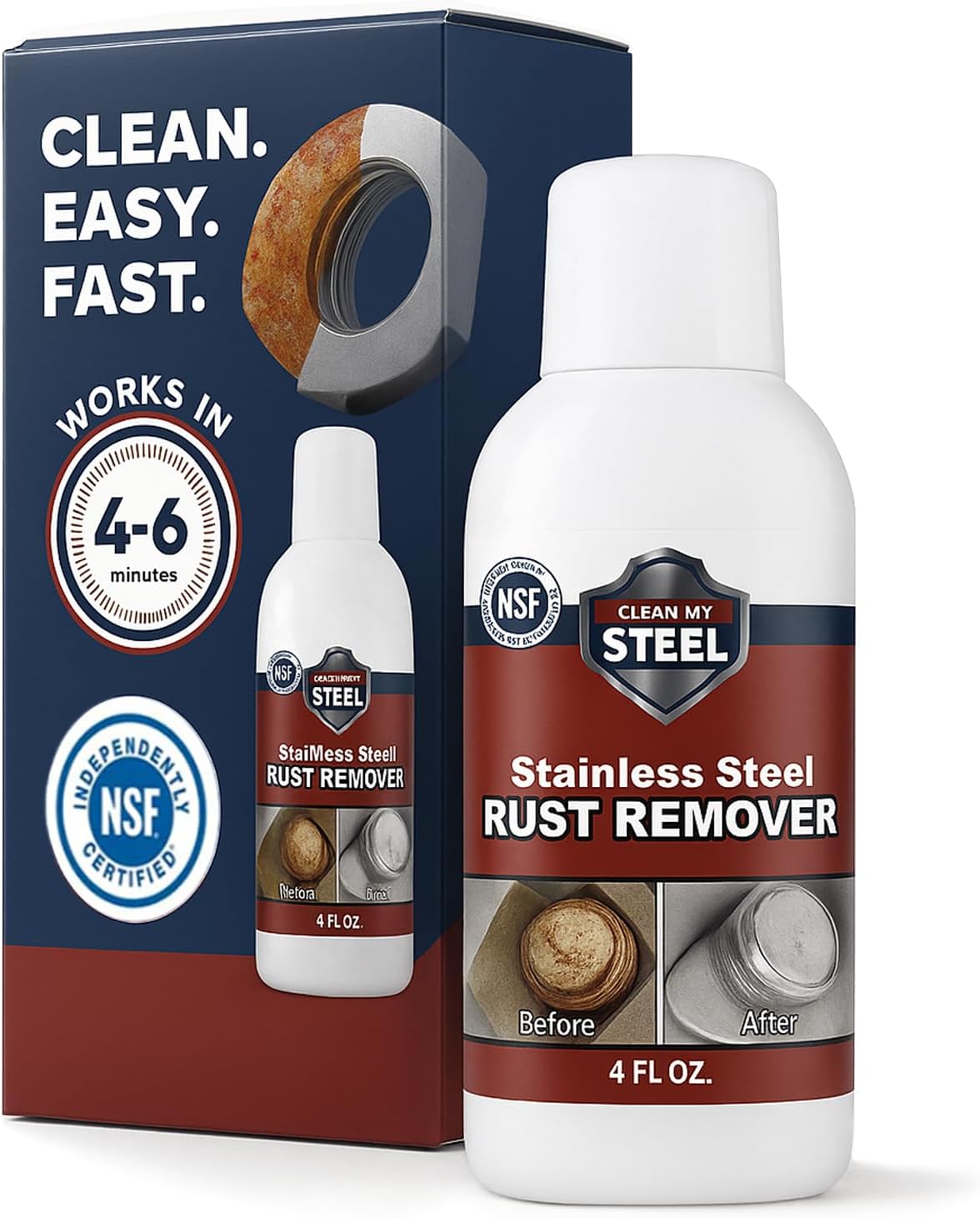 CLEAN MY STEEL Professional Stainless Steel Rust Stain Remover and Cleaner | NSF Approved | Non-Toxic & Food Safe | Quickly Cleans Commercial Equipment, Appliances, Grills, Sinks, and Tools – 4 oz