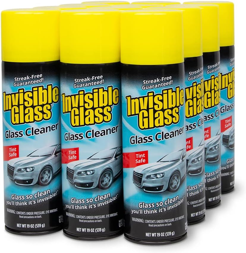 Invisible Glass 91164-12PK Premium Aerosol Glass and Window Cleaner for Auto and Home Cleans Glass, Windows, Windshields, and More, Streak-Free, Ammonia-Free, Tint-Safe, 19 oz (Pack of 12)