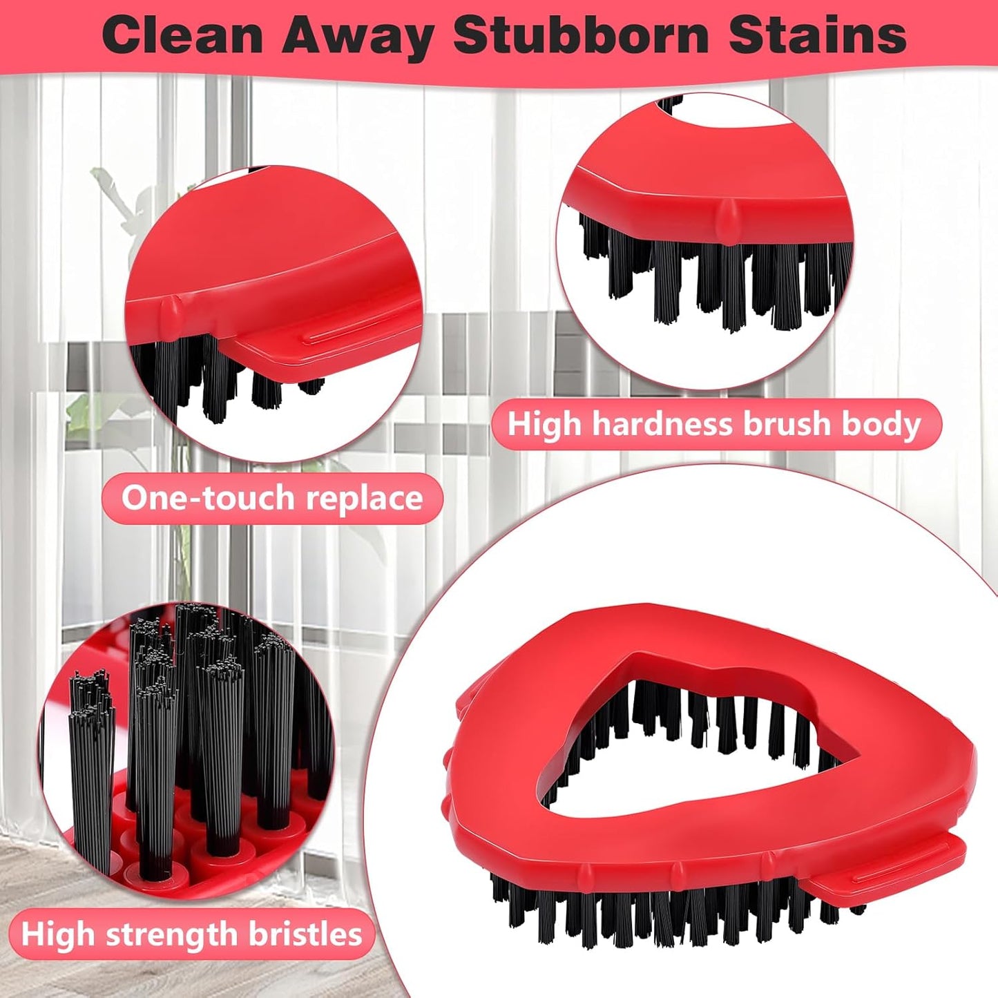 Mop Replacement Heads 6 Pcs & 2 Scrub Brushes Combo for Ocedar Easywring 1-Tank System,Microfiber Spin Mop Replacement Head,Machine Washable for Bathroom,Kitchen,Tub and Tile Cleaning