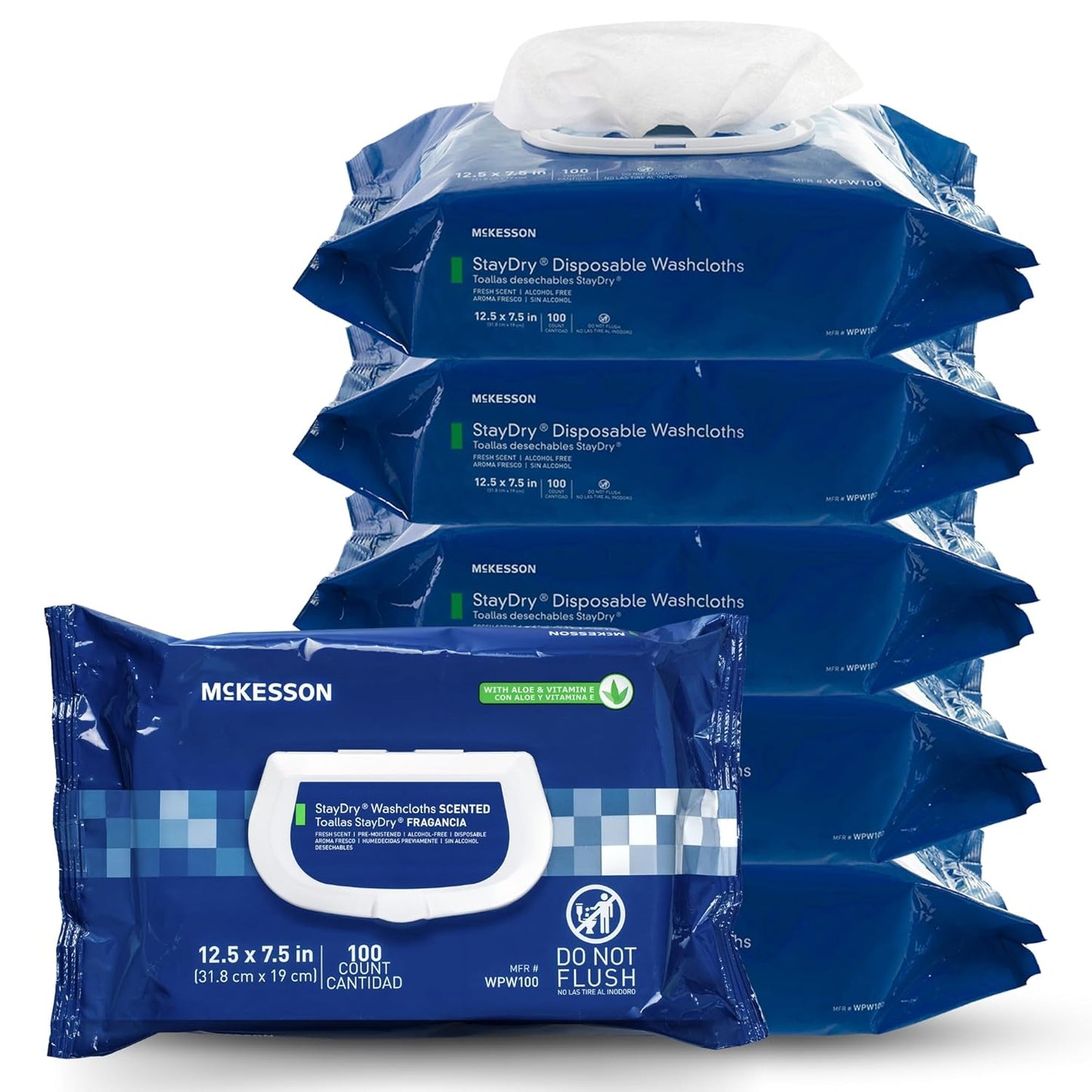 McKesson Personal Cleansing Wipes (600 Count (Pack of 1), Aloe Vera)