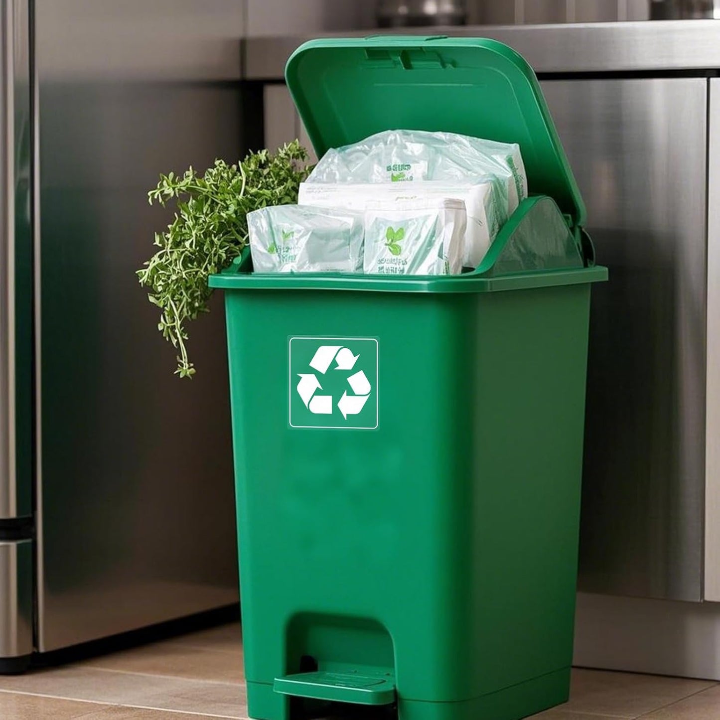 10 Pack Recycle and Trash Clear Stickers 3×3 Inches Vinyl Transparent Weatherproof Self Adhesive Waste Sign for Bins Home Business