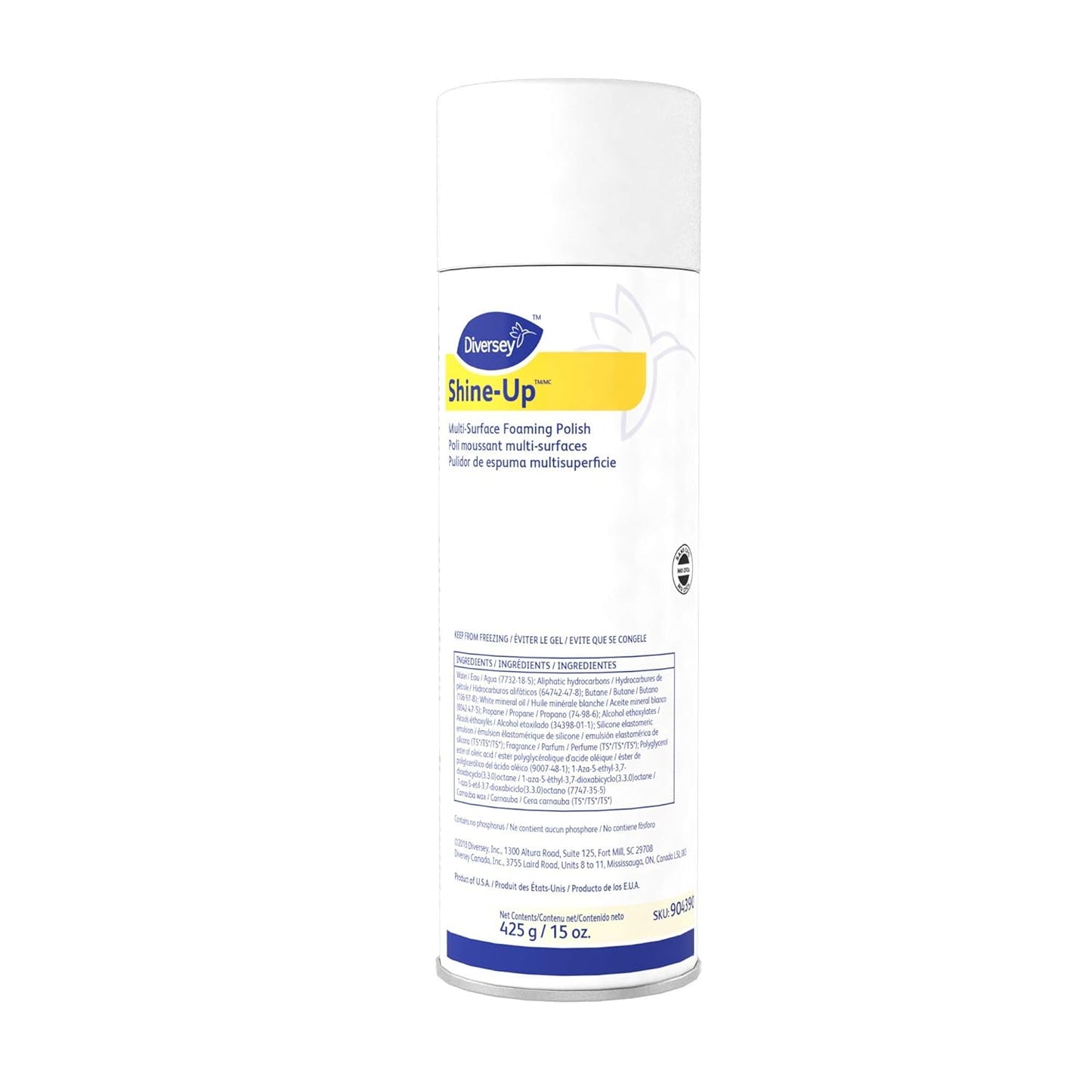 Diversey Shine-Uptm/mc Multi-Surface Foaming Polish, Lemon Scent, 15 Oz Aerosol Spray, 12/carton