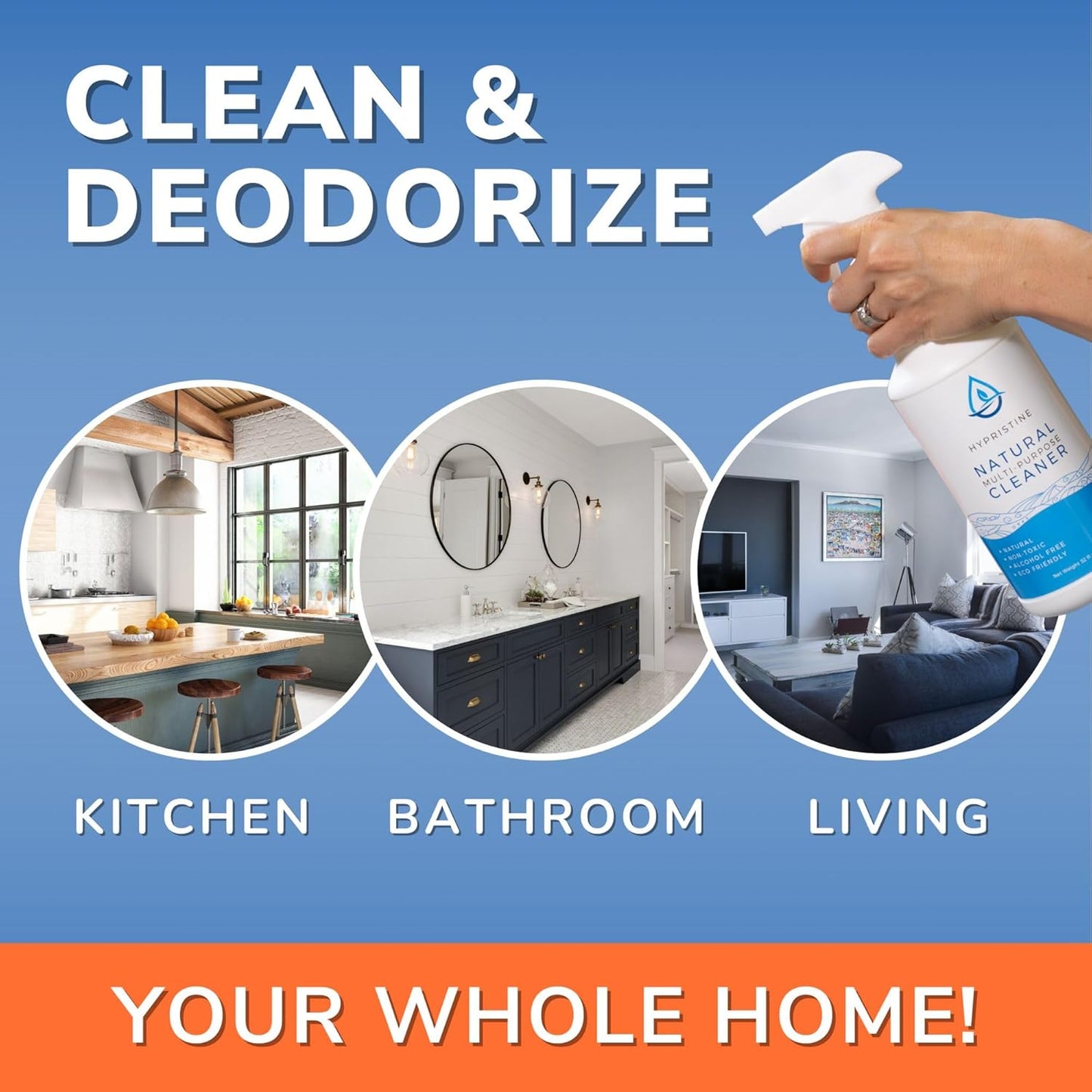 PURE Hypochlorous Acid Spray, Multi-Purpose Cleaner, Superior Shelf Life, 0% Bleach, 0% Alcohol, Food Contact Safe, Eliminate Non-Living Allergens, Remove Pet Odor, Clean Any Surface