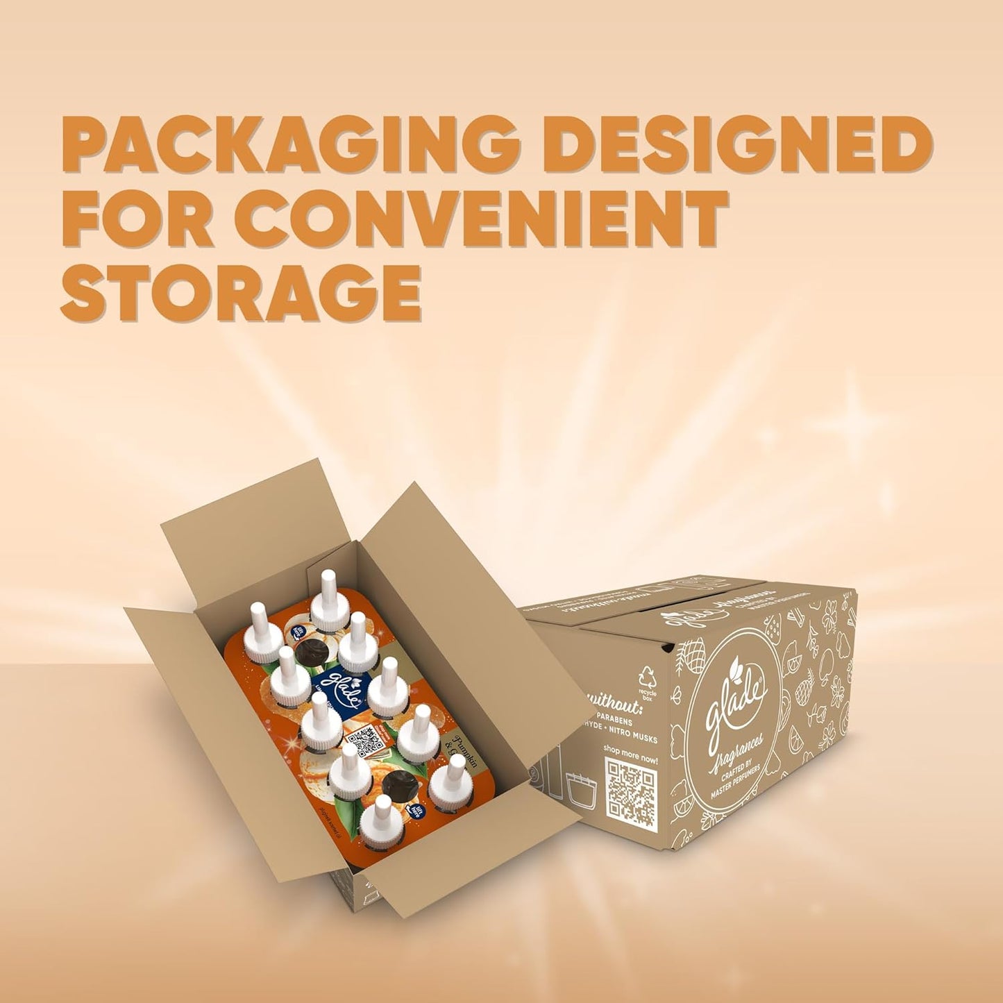 Glade PlugIns Refills Air Freshener, Pumpkin & Ginger, Scented and Essential Oils for Home and Bathroom, 0.67 Fl Oz, 10 Count