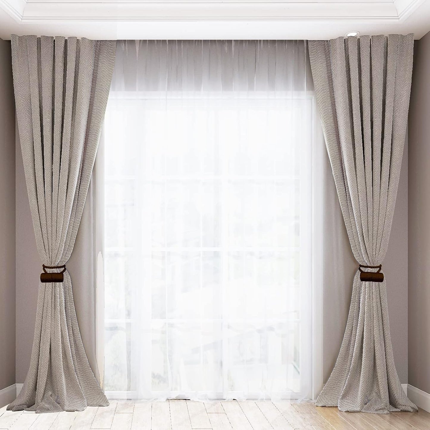 18 Inch Strong Magnetic Curtain Tiebacks, Curtain Holdbacks Modern Upgrade Strong 2021 New Twisted Style Decorative Drapery Rope Tie Backs(4 Pack Dark Coffee)