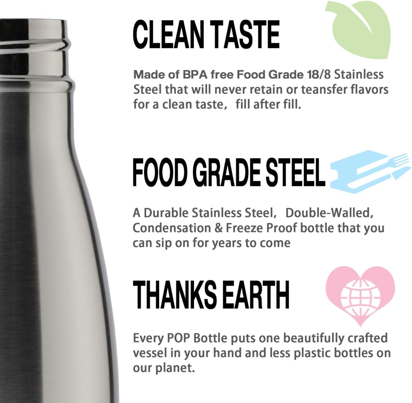 MEWAY 17oz Sport Water Bottle 4 Pack Vacuum Insulated Stainless Steel Leak-Proof Double Wall Cola Shape Water Bottle,Keep Drinks Hot & Cold(Silver,4 Pack)