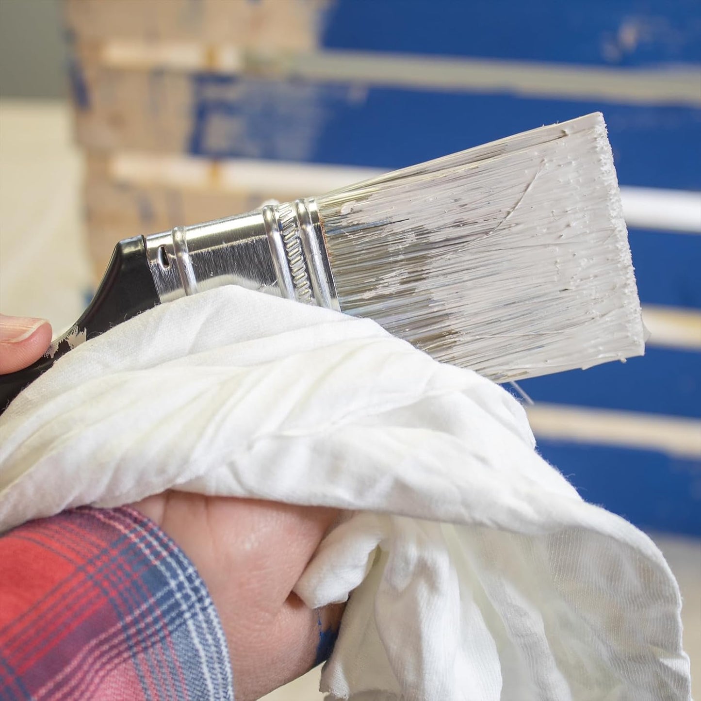 Premium White Knit (600 lbs. Pallet - 60x10 lbs. Box of Rags) Cotton T-Shirt Cloth Wiping Rags - Shop Cleaning Tshirt Cloths, Staining & Finishing Rag for Auto, Grease, Paint & Wood