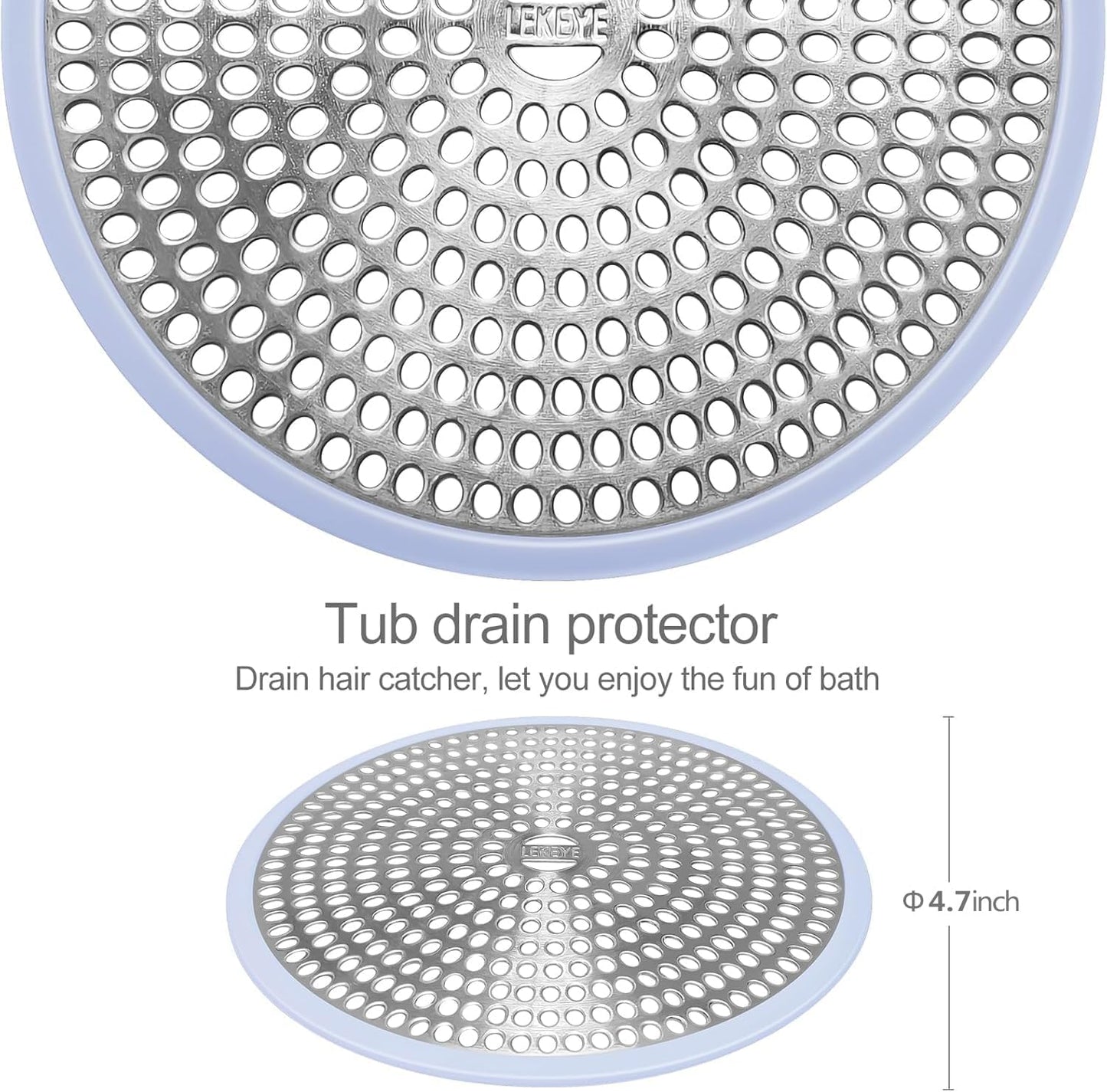 LEKEYE Shower Drain Hair Catcher | Strainer | Shower Stall Drain Cover | Bathroom Drain Protector Stainless Steel and Silicone(Light Blue)