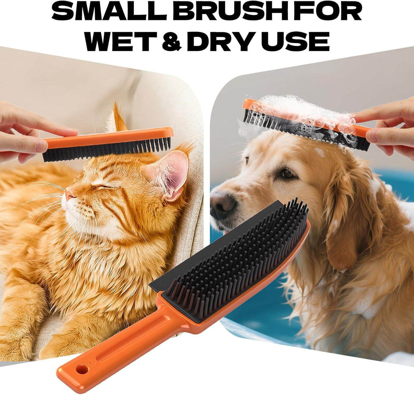 Pet Hair Removal Rubber Broom with Squeegee,Carpet rake for pet Hair Removal Tool,52 inch Adjustable Handle,Includes 1 Microfiber Cloth for Floor Dusting and 1 Pet Hair Comb Long Extension Pole