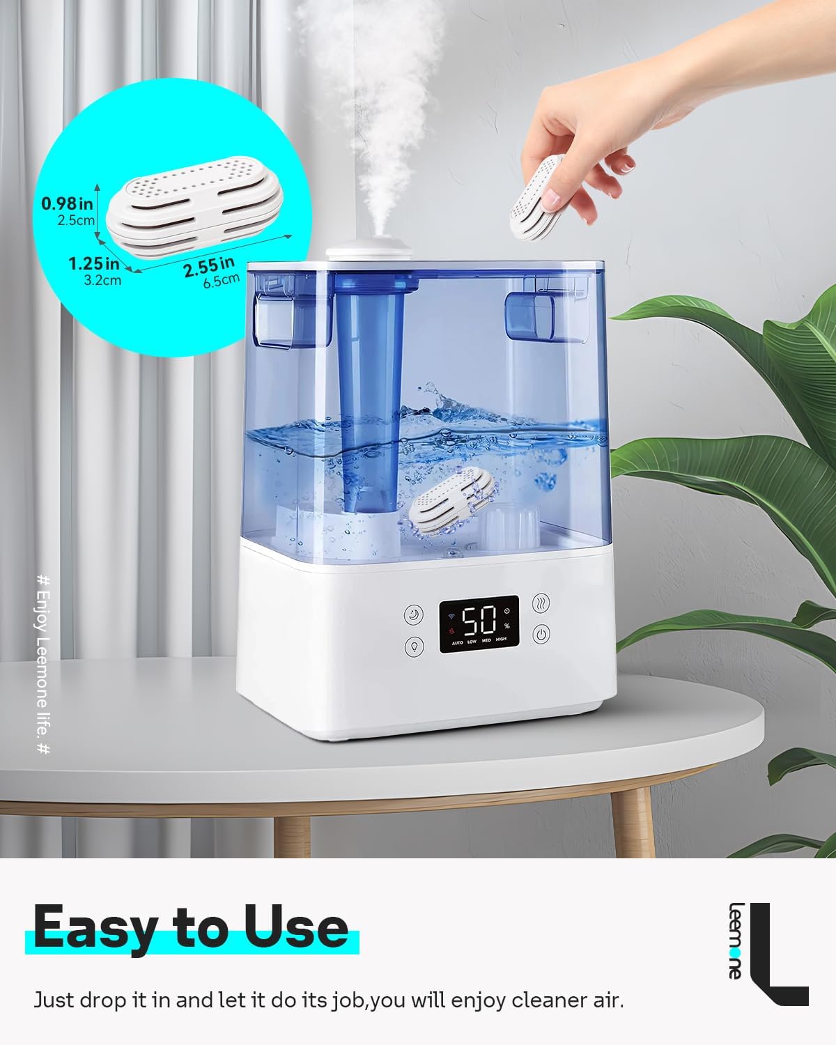 Leemone 4 Pack Humidifier Water Softener Cleaning Demineralization Cartridge Compatible with All LEVOIT Top Fill Humidifiers, Calcium and Magnesium Ion Softening