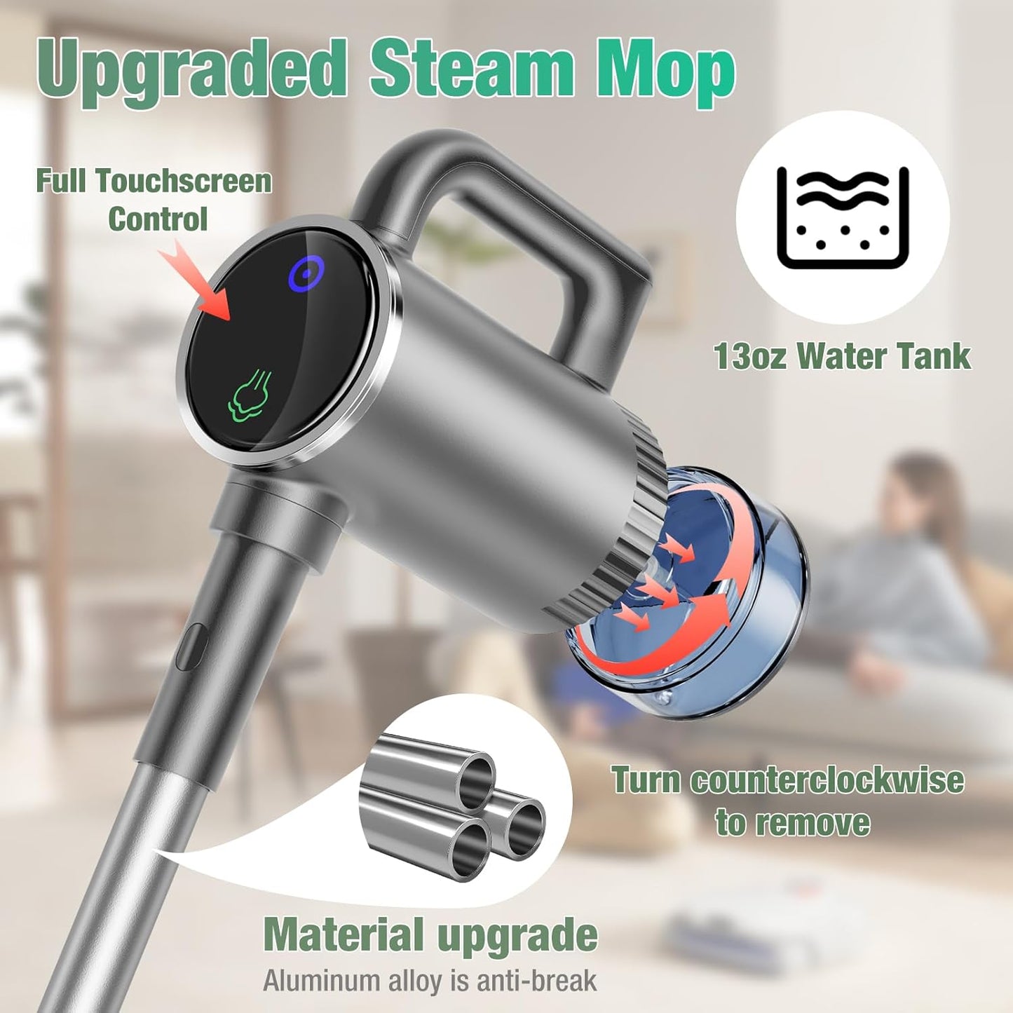 11-in-1 Steam Mop - Detachable Handheld Steam Cleaner with 500mL Tank, 260℉ Floor Steamer for Hardwood, Tile, Grout, Windows, Bath & Kitchen - 3-Level Steam Control, Multi-Purpose Floor Steam Cleaner