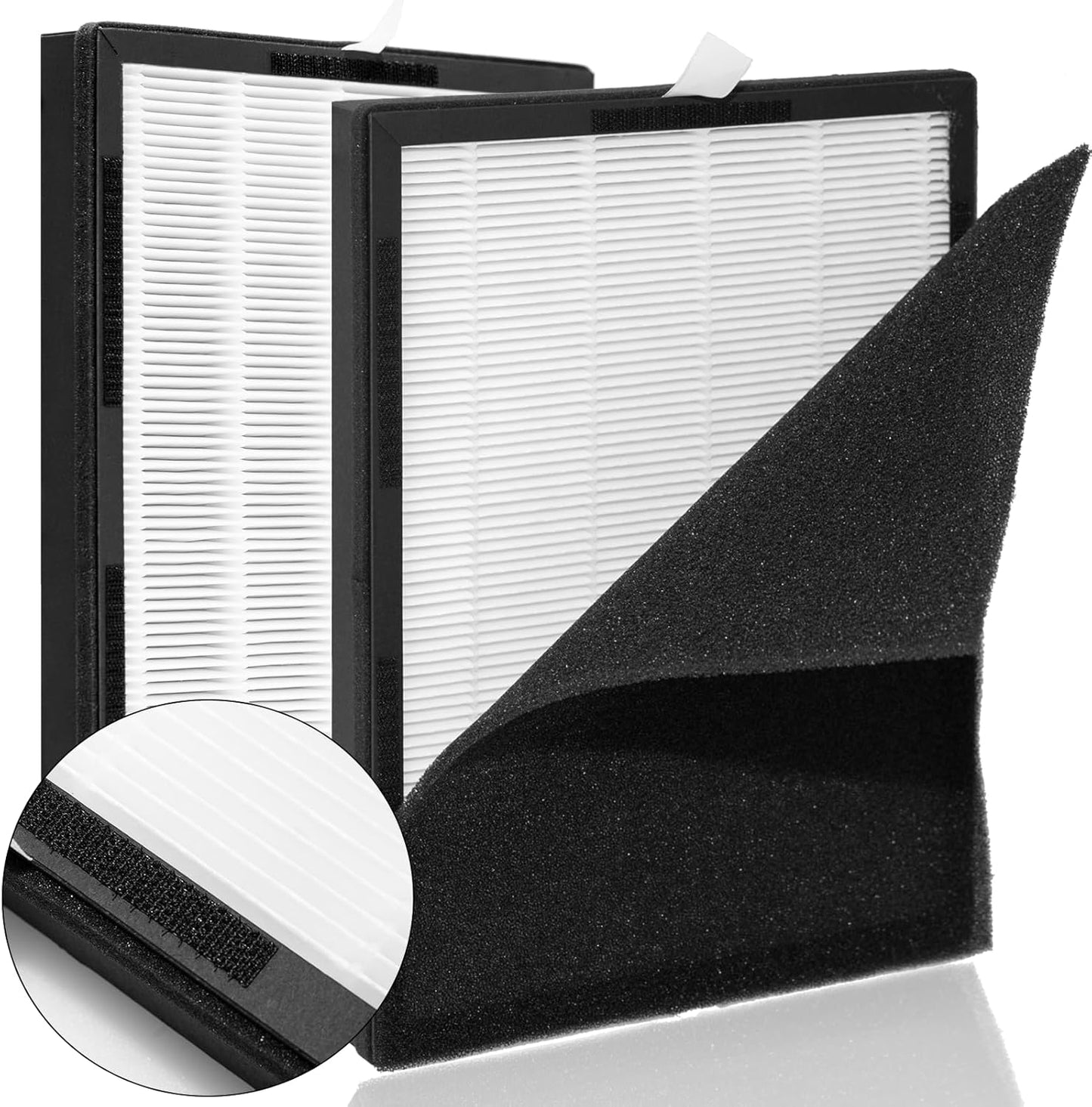 2 Packs KJ190L Replacement Filter with Washable Filter Compatible with MOOKA® H13 HEPA Filter Pet Air Purifier, Upgraded Activated Carbon Filter,Removes pet Hair Odors
