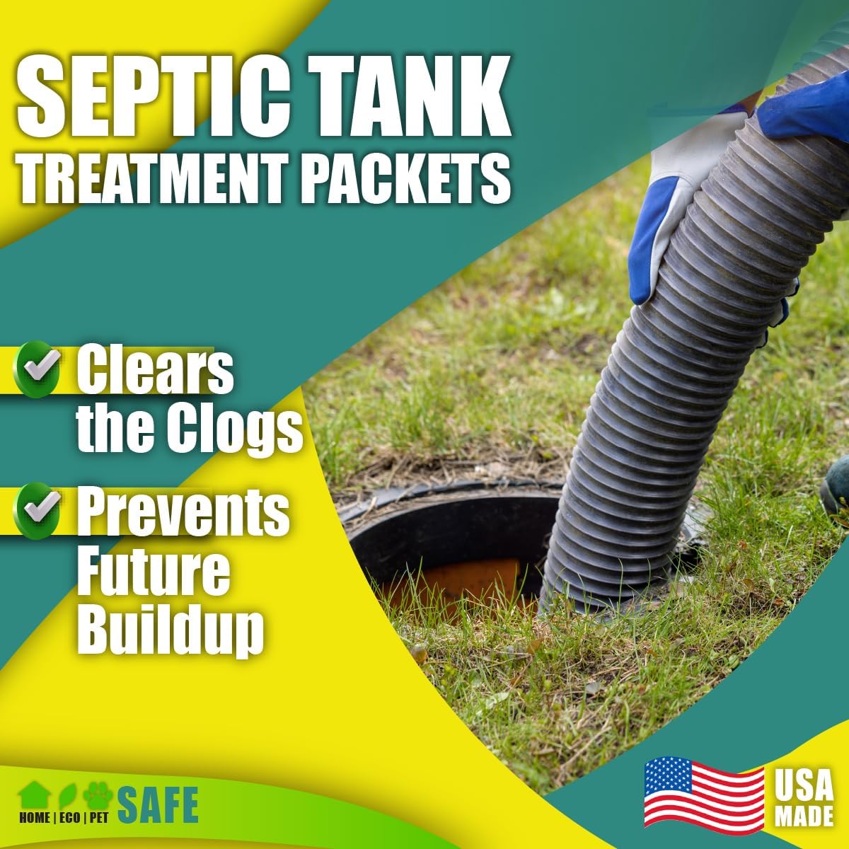 GREEN PIG Septic Tank Treatment - 12 Pods, Septic Safe Clog Remover, Prevents Expensive Septic Tank and Drain Field Failures, 3-Year Supply