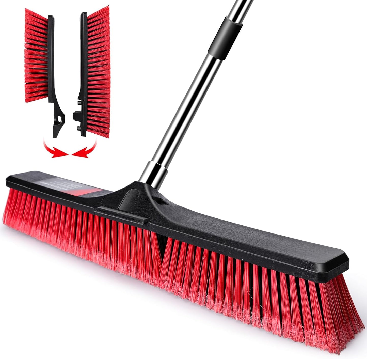 MASTERTOP 25'' Yard Broom, Heavy Duty Garden Broom with Stiff Bristles, Outdoor Sweeping Brush,Push Broom for Warehouse Garden Garage Factory Patio Deck Driveways