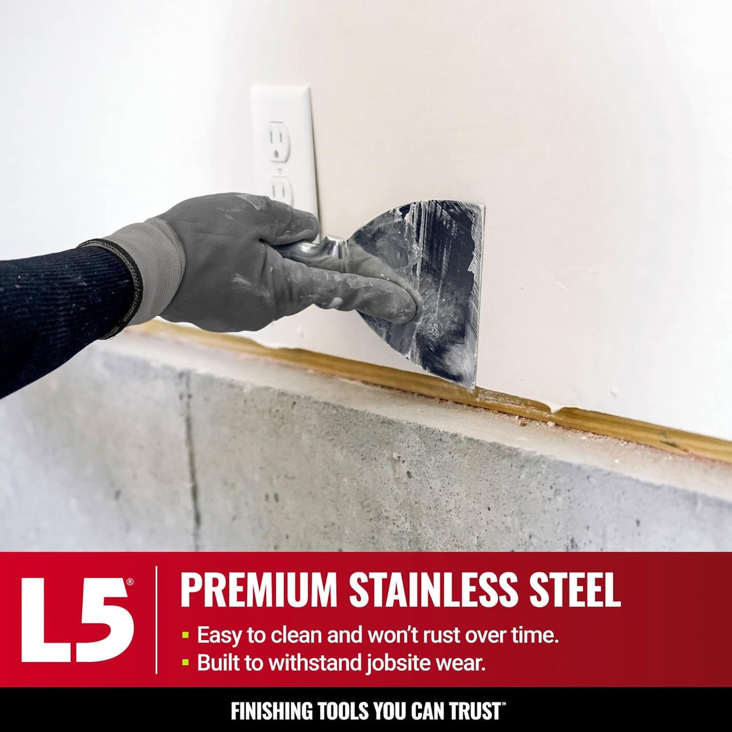 10" All Stainless Steel Joint Knife - LEVEL5 | Professional Grade Putty Blade, Premium Polished All-Metal, Precision Ground Edge, Ergonomic, Corrosion Resistant | 5-410