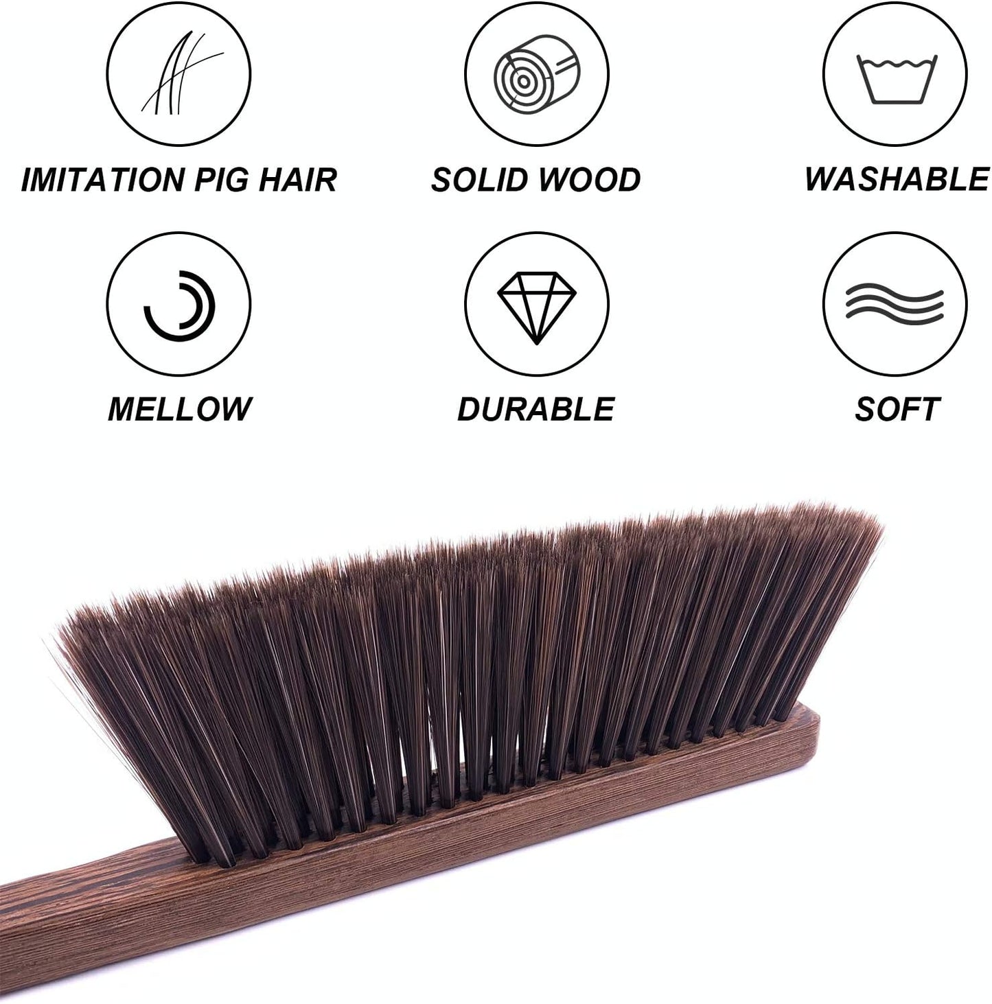 Hand Broom Cleaning Brushes-Soft Bristles Dusting Brush for Cleaning Car/Bed/Couch/Draft/Garden/Furniture/Clothes,Wooden Handle