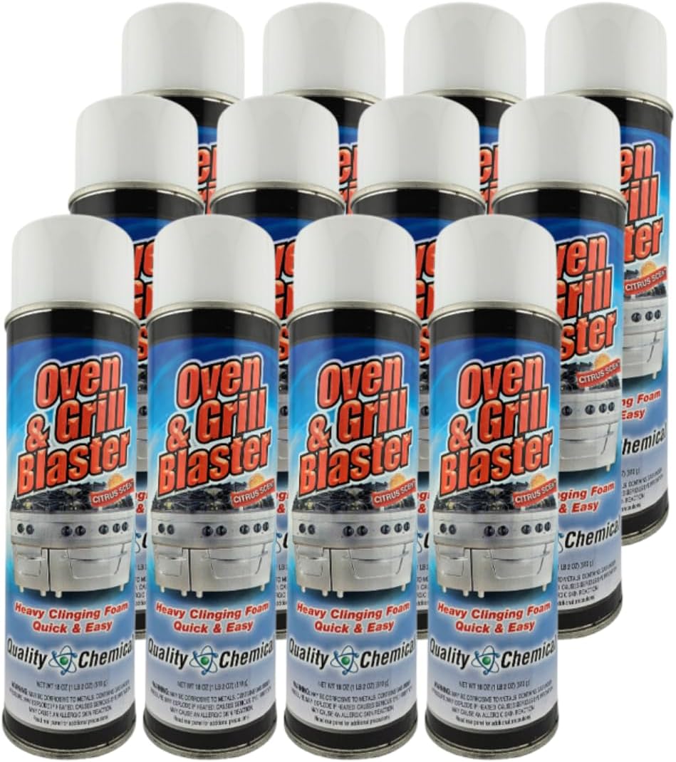 Quality Chemical Oven and Grill Blaster Heavy-Duty Oven Cleaner, Grease and Carbon Remover - 18 oz Can (Pack of 12)