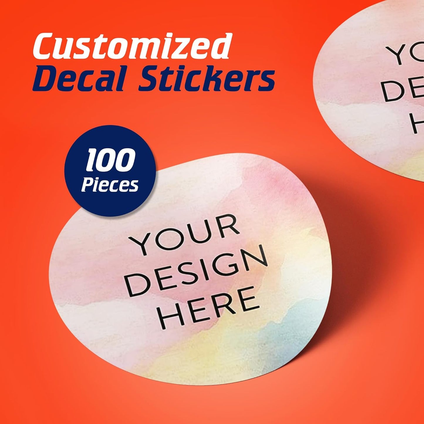 100 Custom Vinyl Stickers - Upload Your own Image, Text, Design, Logo - Personalized Logo Labels for Handmade, Packaging, Bottle, Jars, Candle, Brand Stickers (Watercolor, 1.5x1.5)