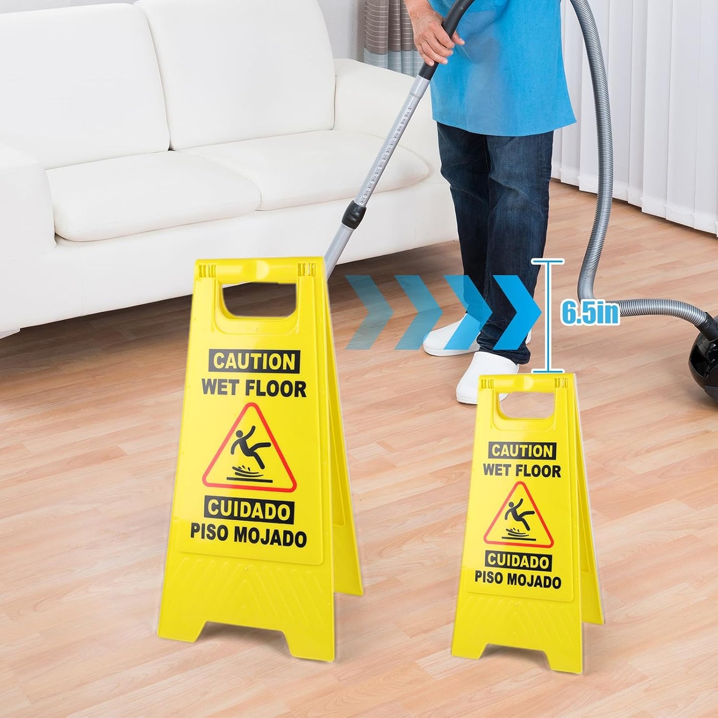 XPCARE 24 Inches Caution Wet Floor Sign, 3PCAK Yellow Bilingual Double-Sided Safety Warning Signs,A Frame Safety Wet Floor Signs Commercial