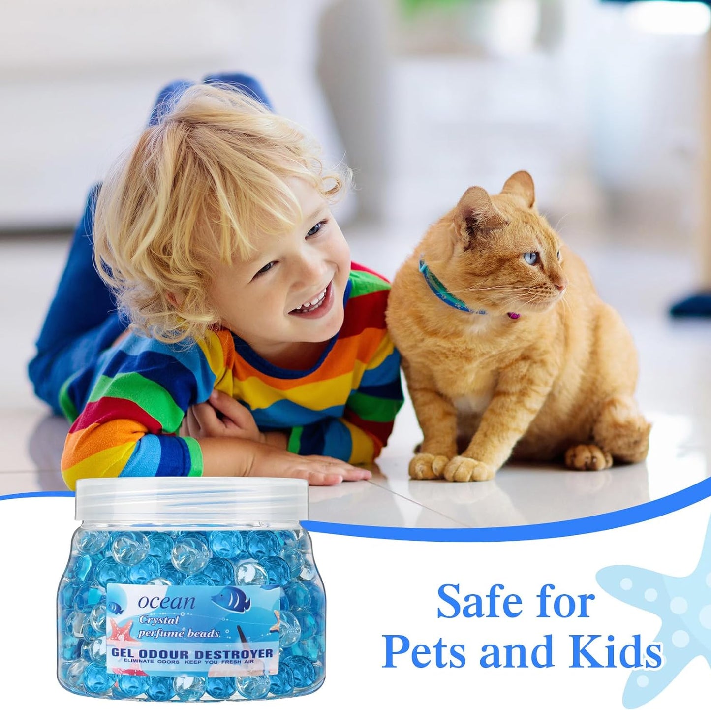 Timgle 12 Pack Odor Eliminator Gel Beads Bulk 10 Ounces Air Freshener Gel Beads Odor Eliminator for Home, Bathrooms, Cars, Boats and Pet Areas(Ocean Scent)