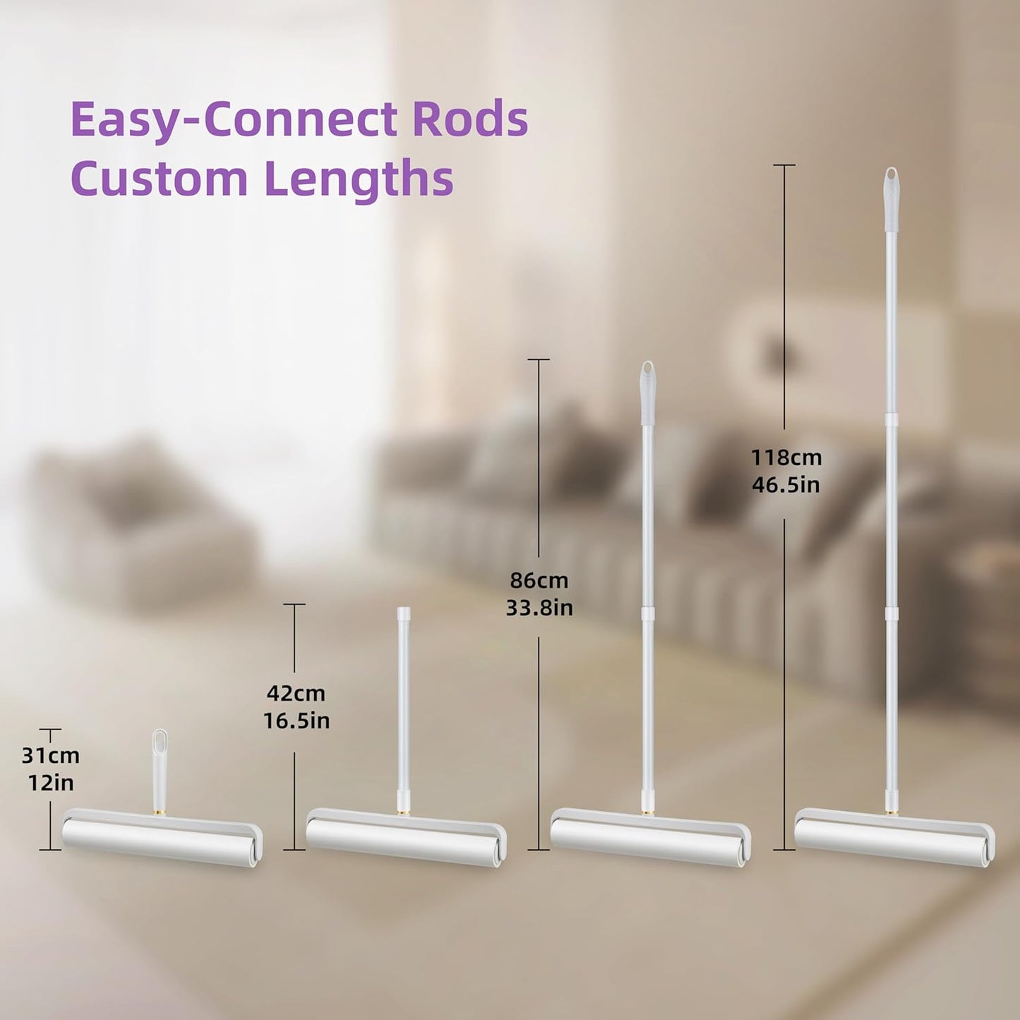 14.17" Extra-Wide Lint Roller Kit with 5 Refills & Dust Cover | Reusable Pet Hair Remover for Furniture, Car, Clothes | Extendable Handle (100 Sheets/Roll) (5)