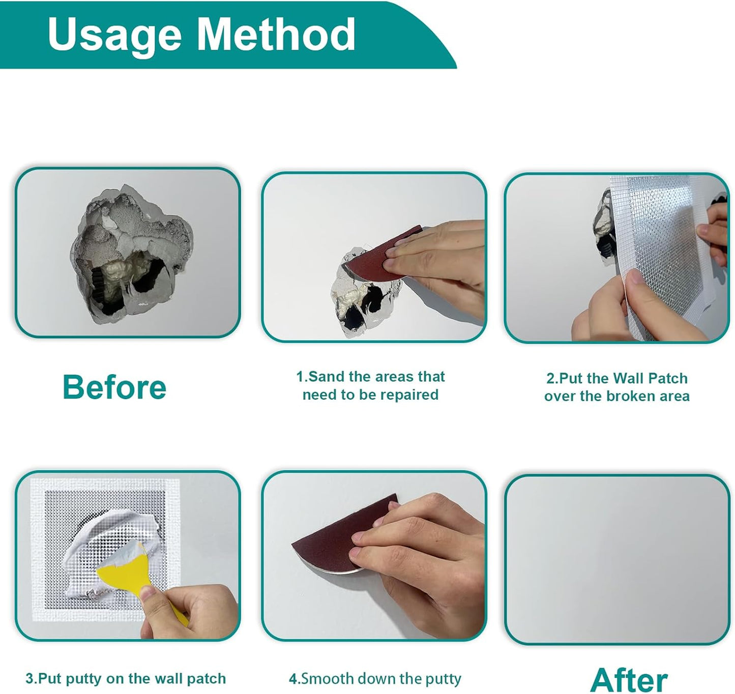 19 Pack Drywall Repair Kit for Large Holes, 2/4/6/8 Inch Dry Wall Patch Kits for Erase a Small Nail Hole, Plaster Wall Patching Self Adhesive Aluminum Mesh with Scraper and Sandpaper