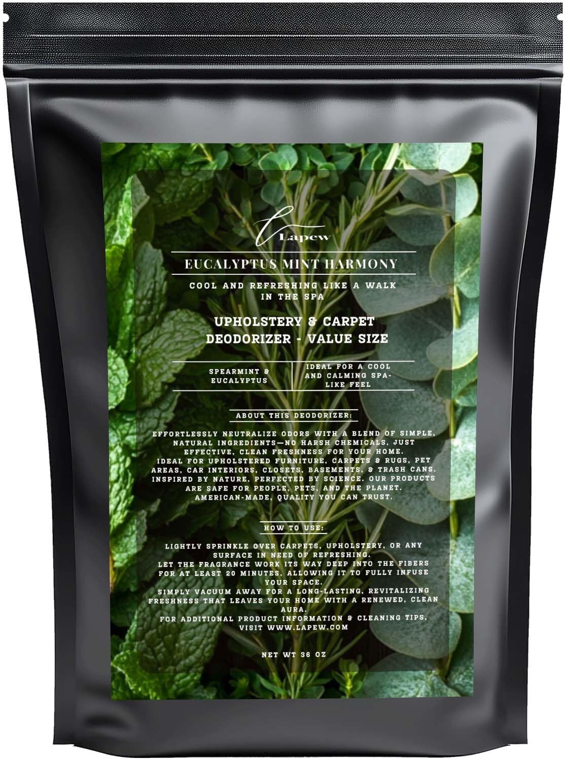 Eucalyptus Mint Harmony Carpet Freshener Powder Refill 36 oz | Powerful Odor Eliminator for Home | Upholstery Deodorizer | Carpet Deodorizer | Pet Urine | Cat Litter Box | Eucalyptus Spearmint