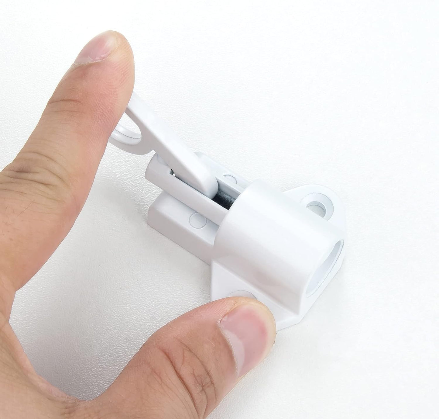 2 Packs Self-Closing Latches，White Spring Door Lock，Resilient Bolt Latch Aluminum Alloy Safety Automatic Spring Barrel Slide Door Lock with Screws,Used for Gate,Window and Cabinet etc