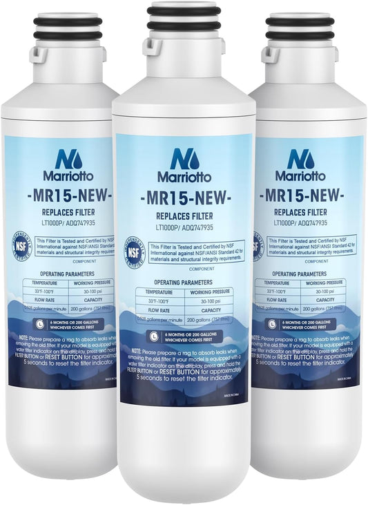 MARRIOTTO LT1000PC Refrigerator Water Filter, Water Filter ADQ747935 Compatible with LT1000PC, LT1000PC/PCS, LT-1000PC, MDJ64844601, ADQ747935, ADQ74793504 Water Filter (3 Pack)