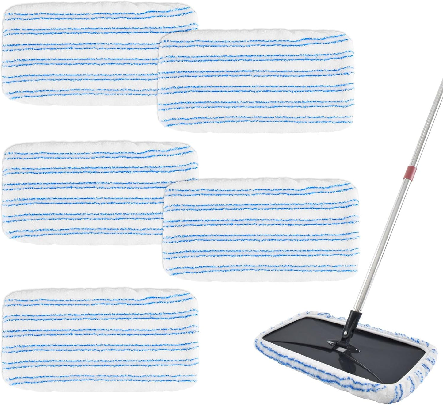 5 Pack Mop Heads Replacements for Ocedar Hardwood Floor 'N More Microfiber Mops,Terry Cloth Mops Refills 15 x 8 Flat Dust Mop Pads for O Cedar mop, Washable & Reusable Mopping Pads
