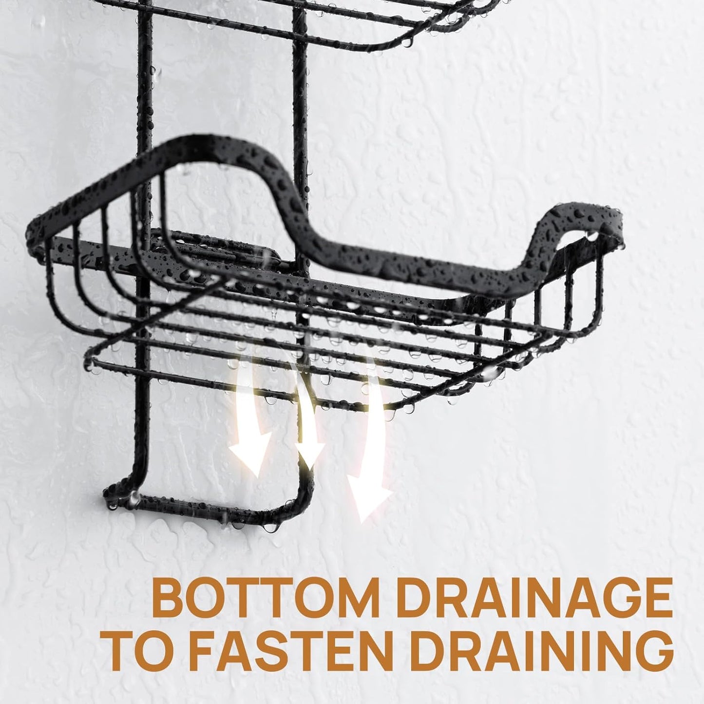 LEVERLOC 2 Tier Soap Holder, Soap Bar Dish for Shower Wall Mounted, Stainless Steel Suction Cup Sponge Holder for Bathroom Bathtub Kitchen Sink, Waterproof, Removable, Keep Dry, Black