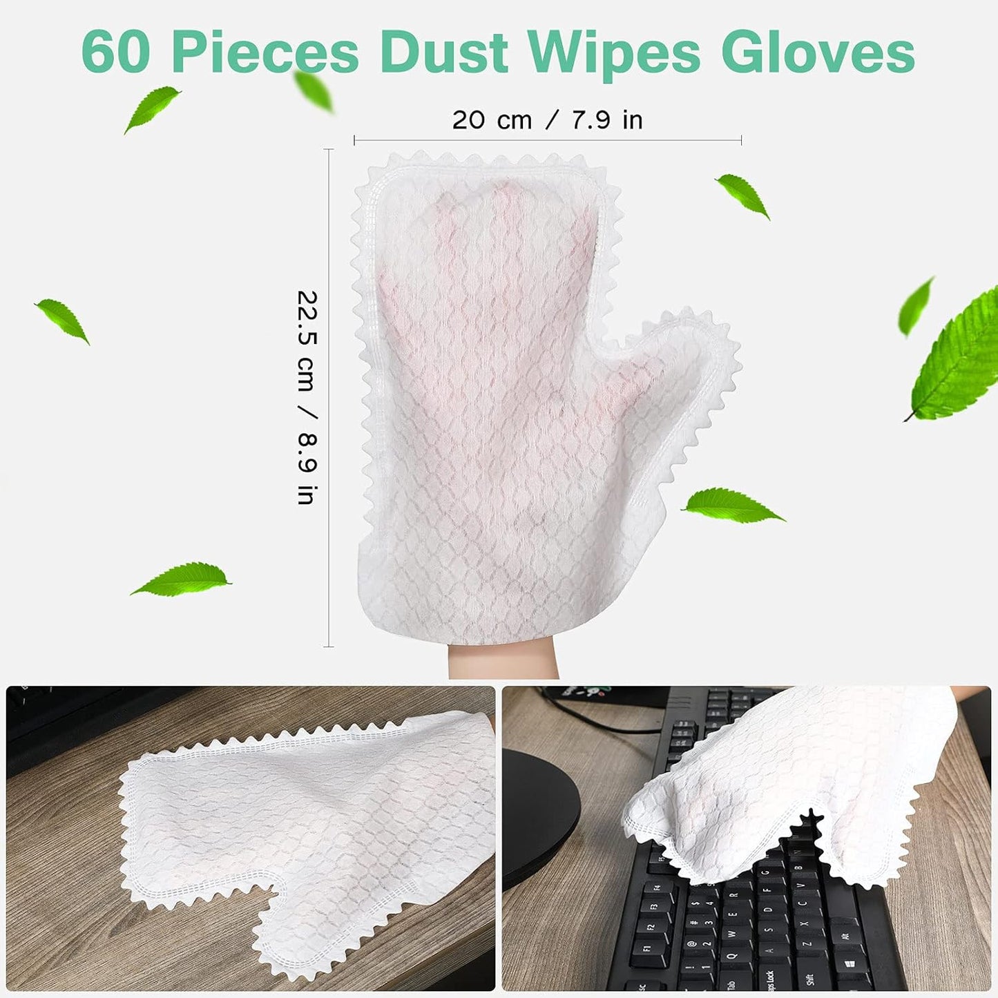 60 Pieces White Microfiber Dusting Gloves Artisan Dusting Mitt Microfiber Cloth Replaces Dust Wipes Feather Dusters for Locks in Dust Pet Hair Sensitive Cleaning Possible Dual-Sided Disposable