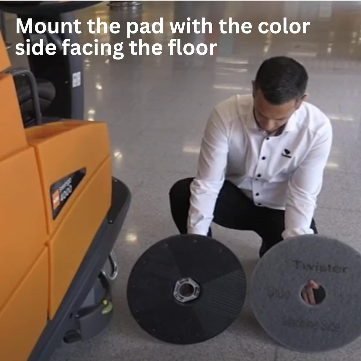 Diversey DD800350 TASKI Twister Intellipad Diamond Coated Floor Machine Cleaning Pad, Made in USA, Burnish to High Super Gloss Finish, Grey/Brown, 15-inch (Pack of 2)