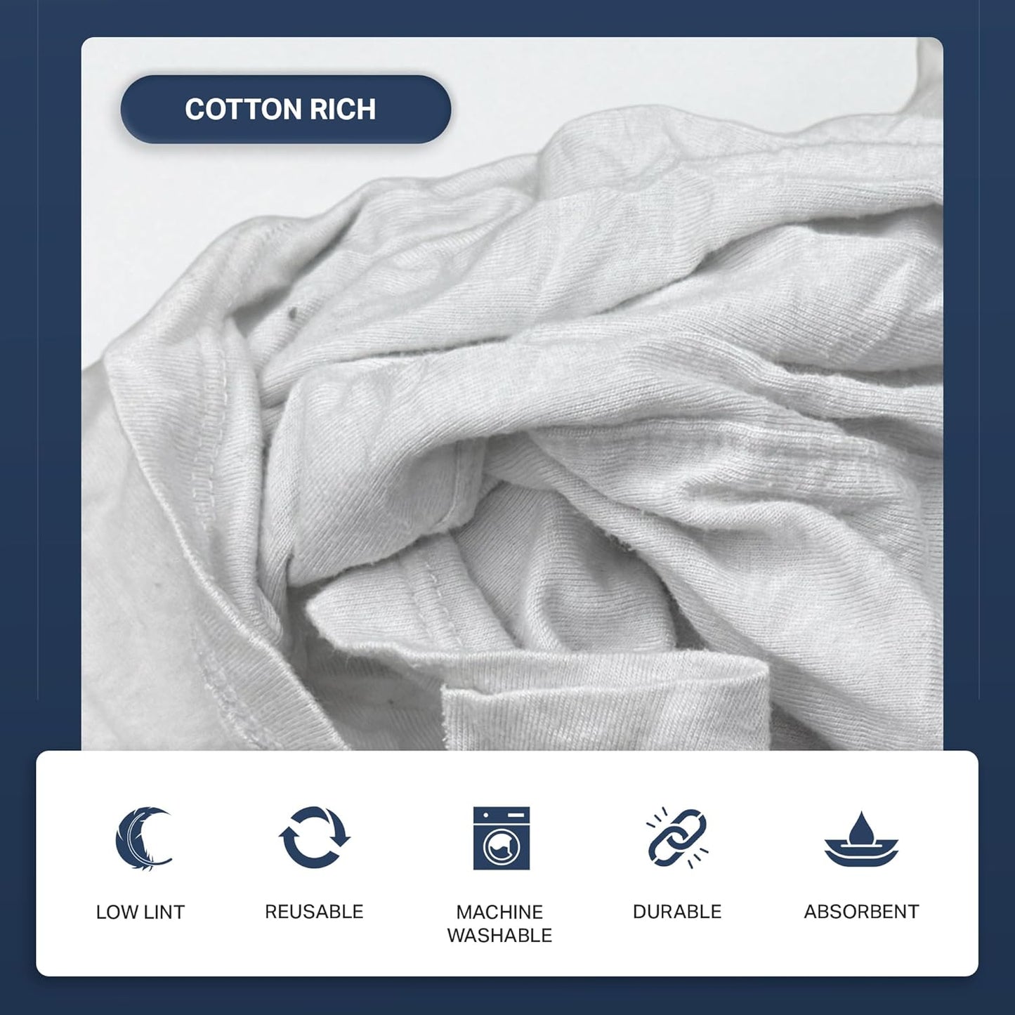 Angel-in-Armor White T-Shirt Rags – 25lb Bulk Box of Recycled Cotton Knit Shop Rags – Low Lint Cleaning Cloths for Mechanics, Oil Changes, Industrial and Commercial Use