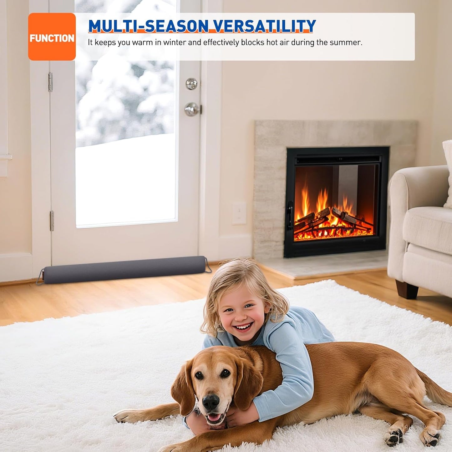 MAGZO Door Draft Stopper, 36 Inch x 2pcs Under Door Draft Blocker Noise Stopper, Weighted Wind Blocker Draft Guard for Bottom of Door, Gray