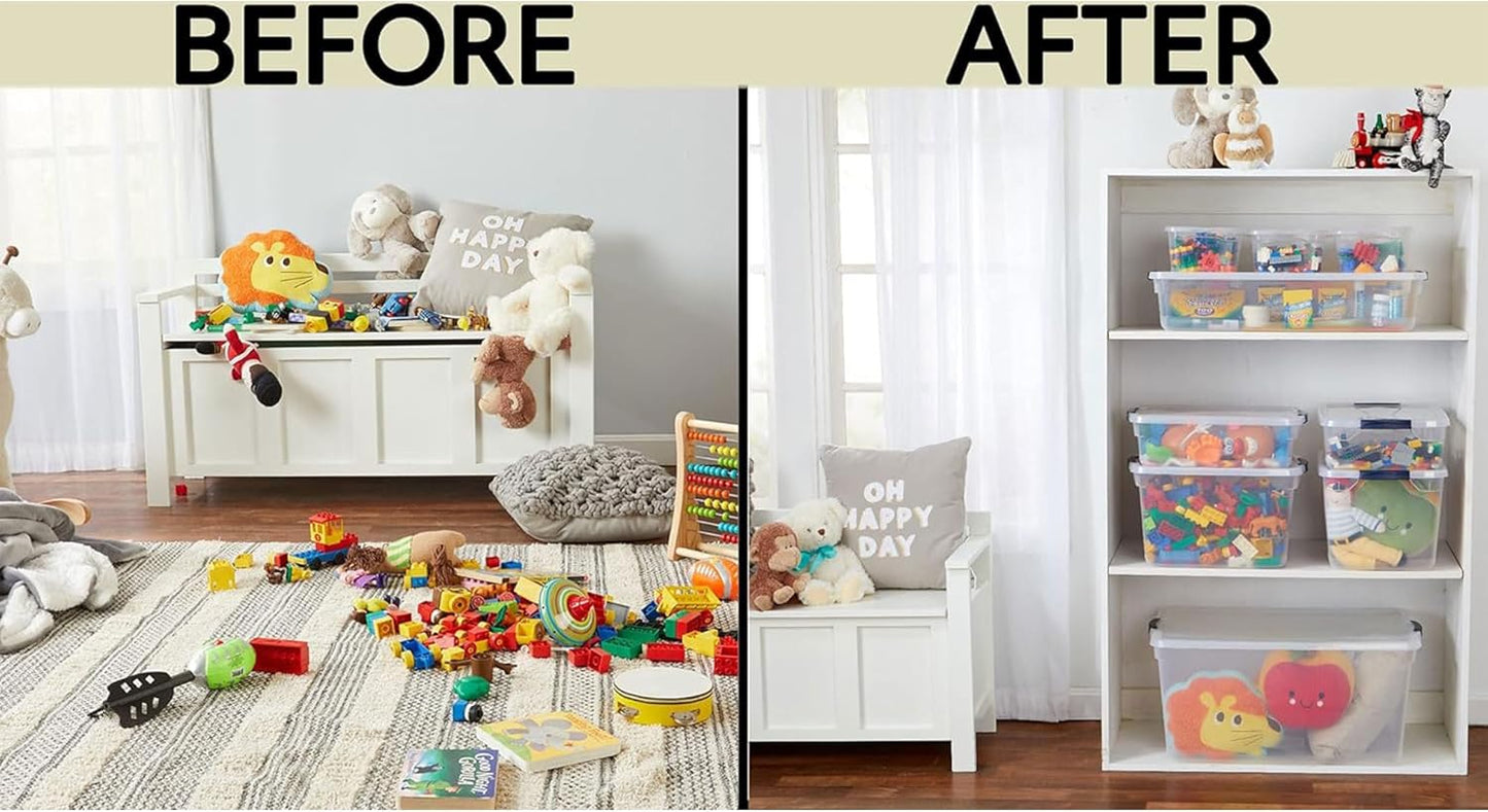 Rubbermaid Cleverstore Clear Dorm Variety 16-Pack, Made in USA, Stackable Large Clear Storage Bins with Lids, See-Through Plastic Storage, with Latching Lids, BPA-Free