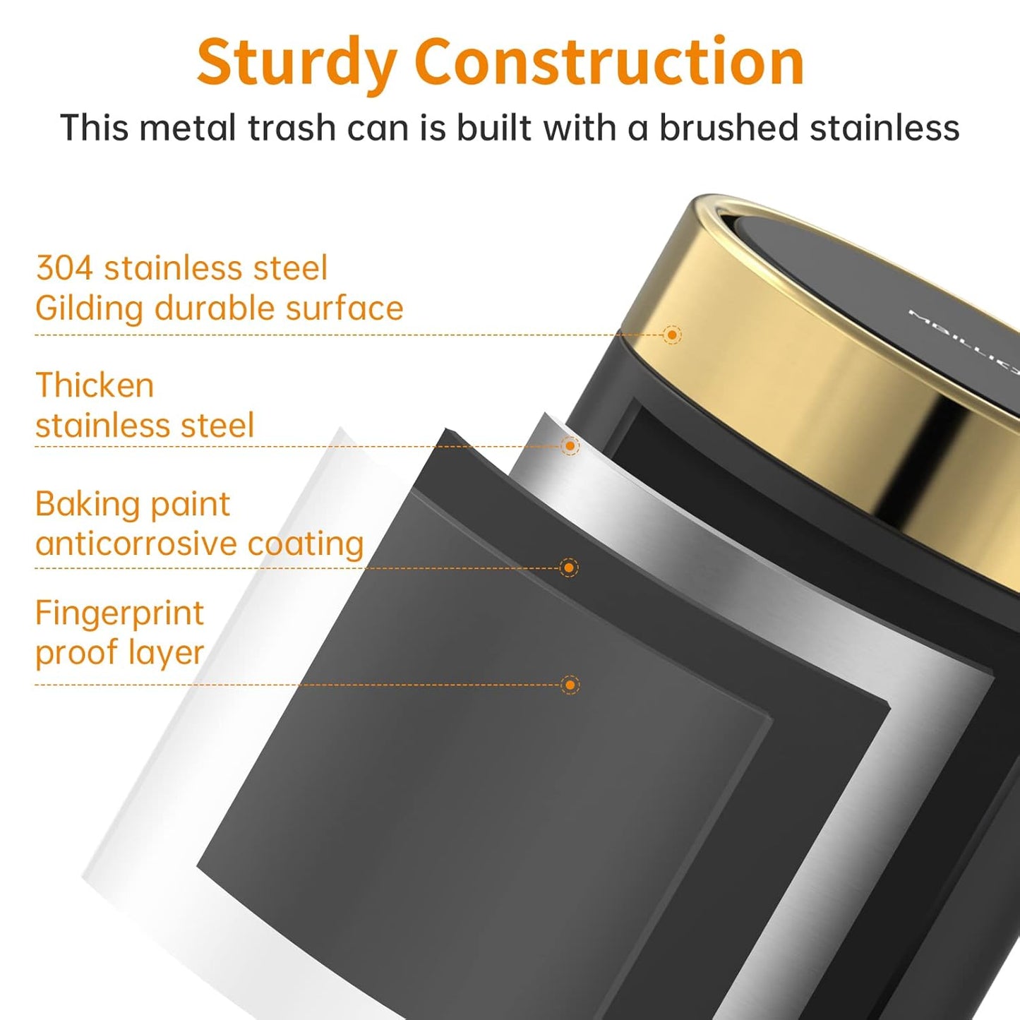 Mini Trash Can with Lid, Desktop Small Trash Can Recycling Bin Cute Metal Garbage Can for Tabletop Countertop Use,Stainless Steel 0.4Gal/1.5L Waste Bin for Office Parlor Car Bedroom,Swing Lid Open