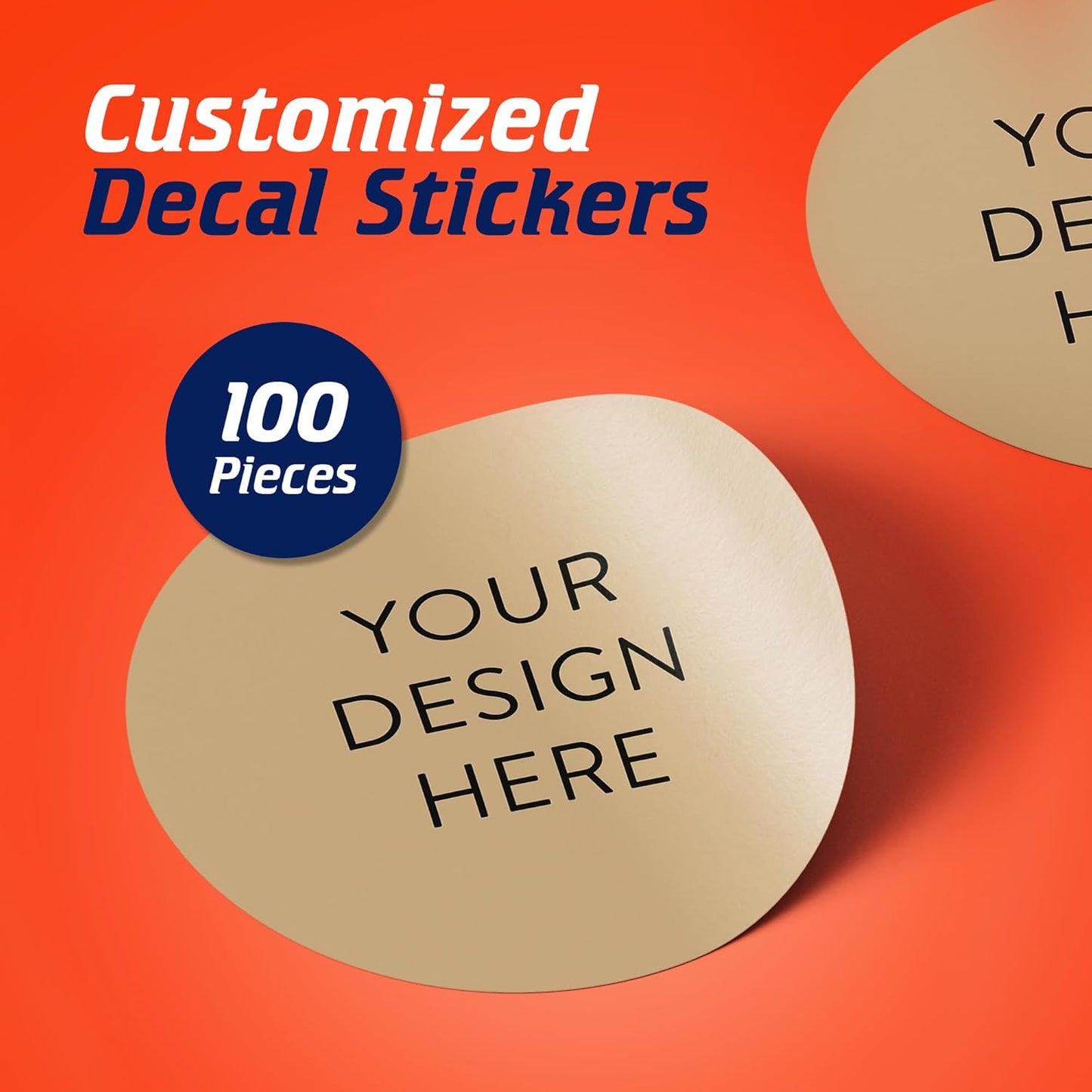 100 Custom Vinyl Stickers - Upload Your own Image, Text, Design, Logo - Personalized Logo Labels for Handmade, Packaging, Bottle, Jars, Candle, Brand Stickers (Brown, 2x2)